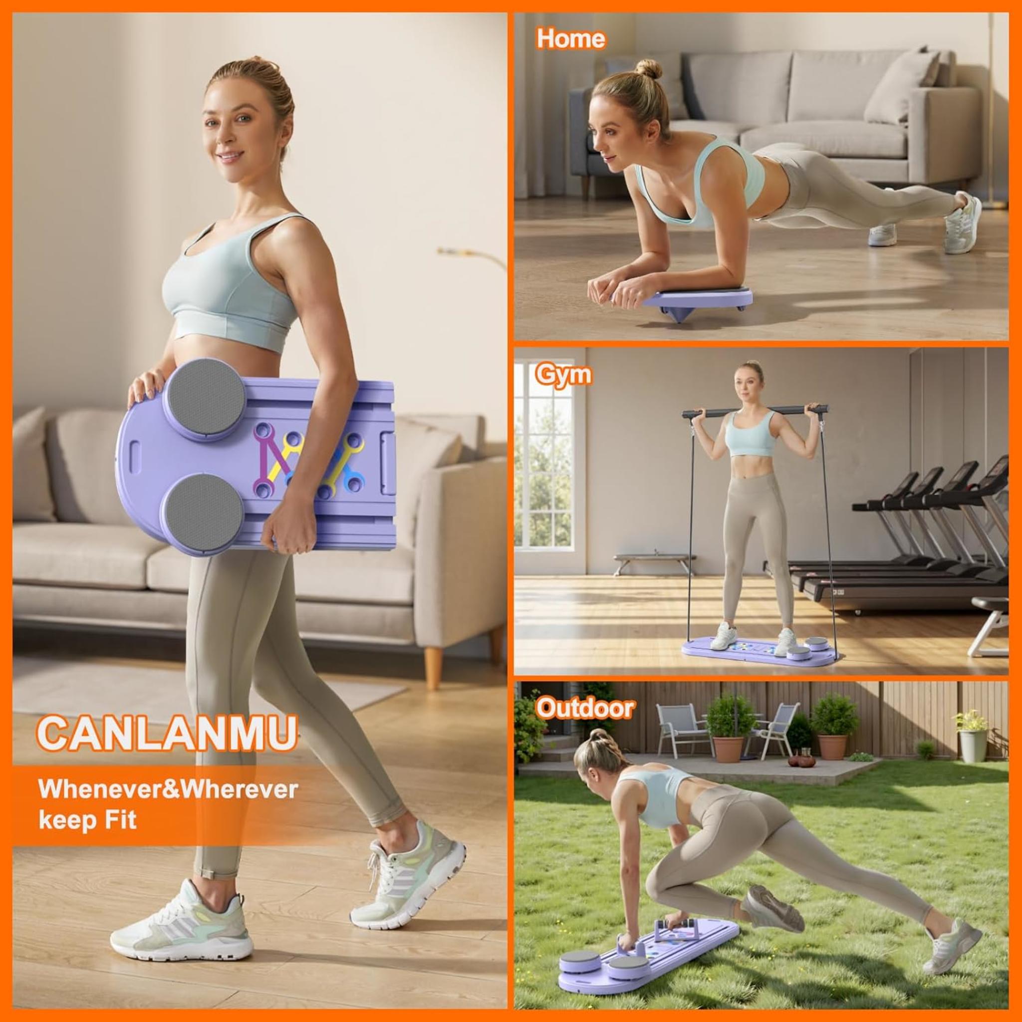 Multifunctional Pilates Board and Foldable Reformer Set for Home Gym, Ab Core Trainer Machine