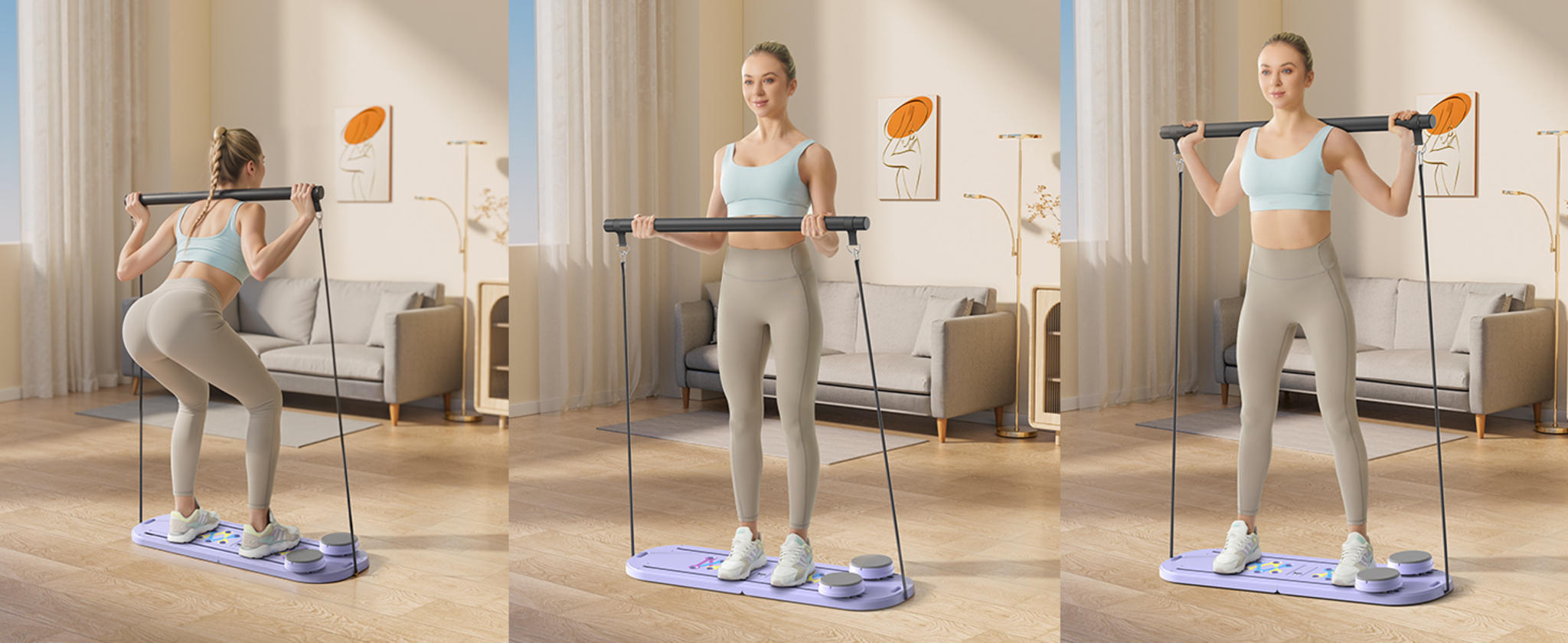 Multifunctional Pilates Board and Foldable Reformer Set for Home Gym, Ab Core Trainer Machine image 12