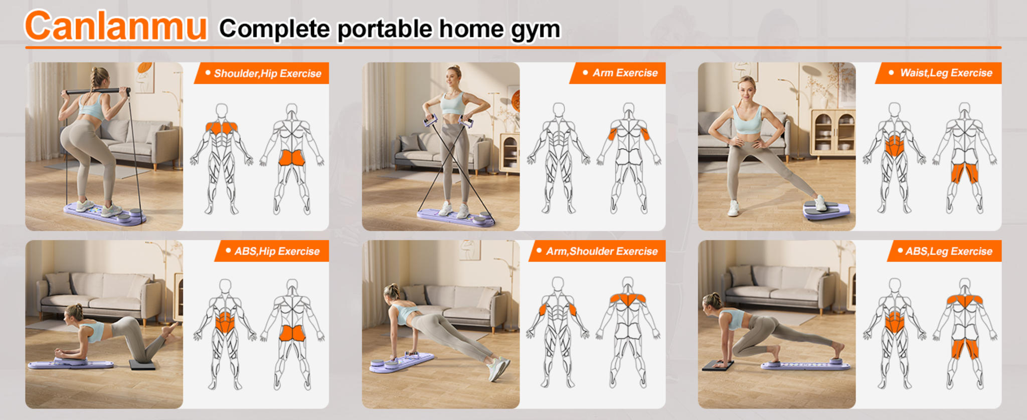 Multifunctional Pilates Board and Foldable Reformer Set for Home Gym, Ab Core Trainer Machine image 16