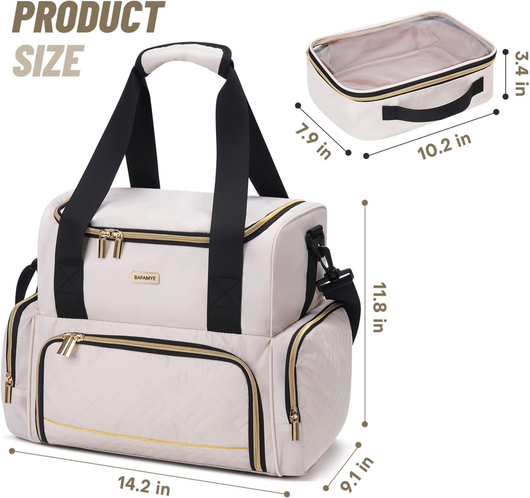 Large Double Layer Travel Makeup Organizer Case with 2 Removable Cases and Shoulder Strap