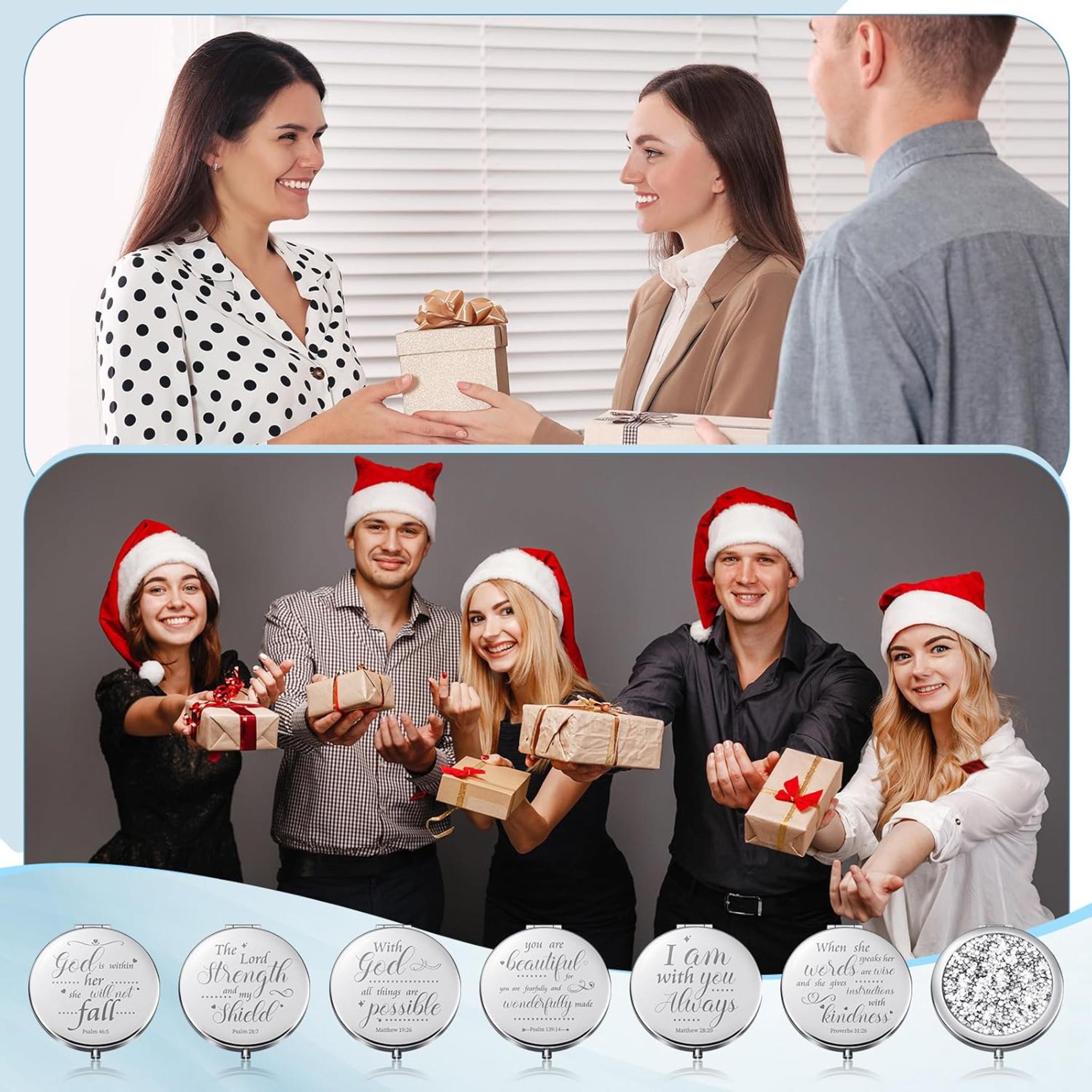12 Pcs Christian Compact Mirrors with Bible Verses, Religious Gifts for Women, Baptism & Communion Favors