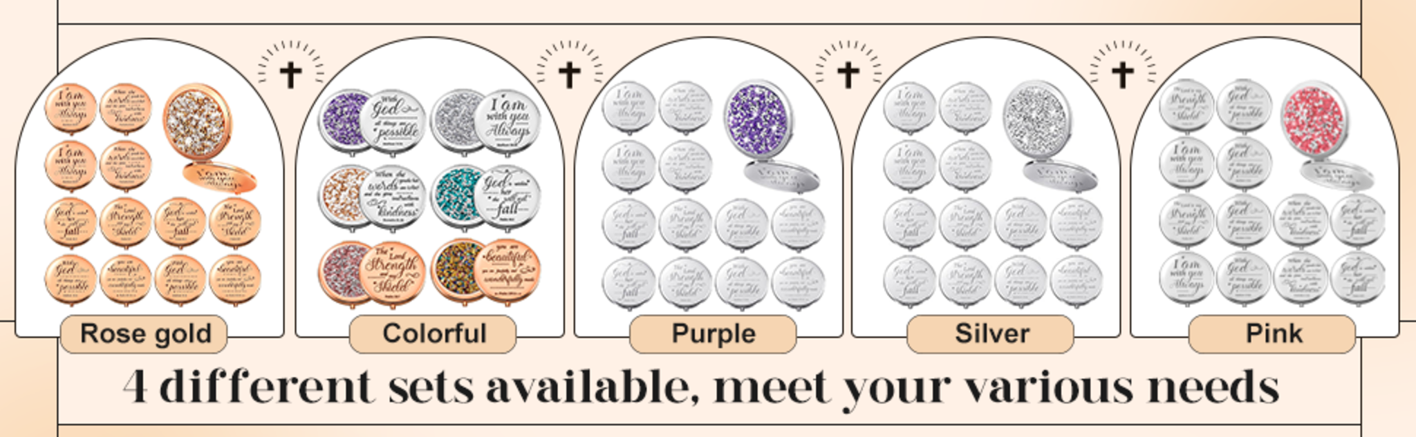 12 Pcs Christian Compact Mirrors with Bible Verses, Religious Gifts for Women, Baptism & Communion Favors image 8