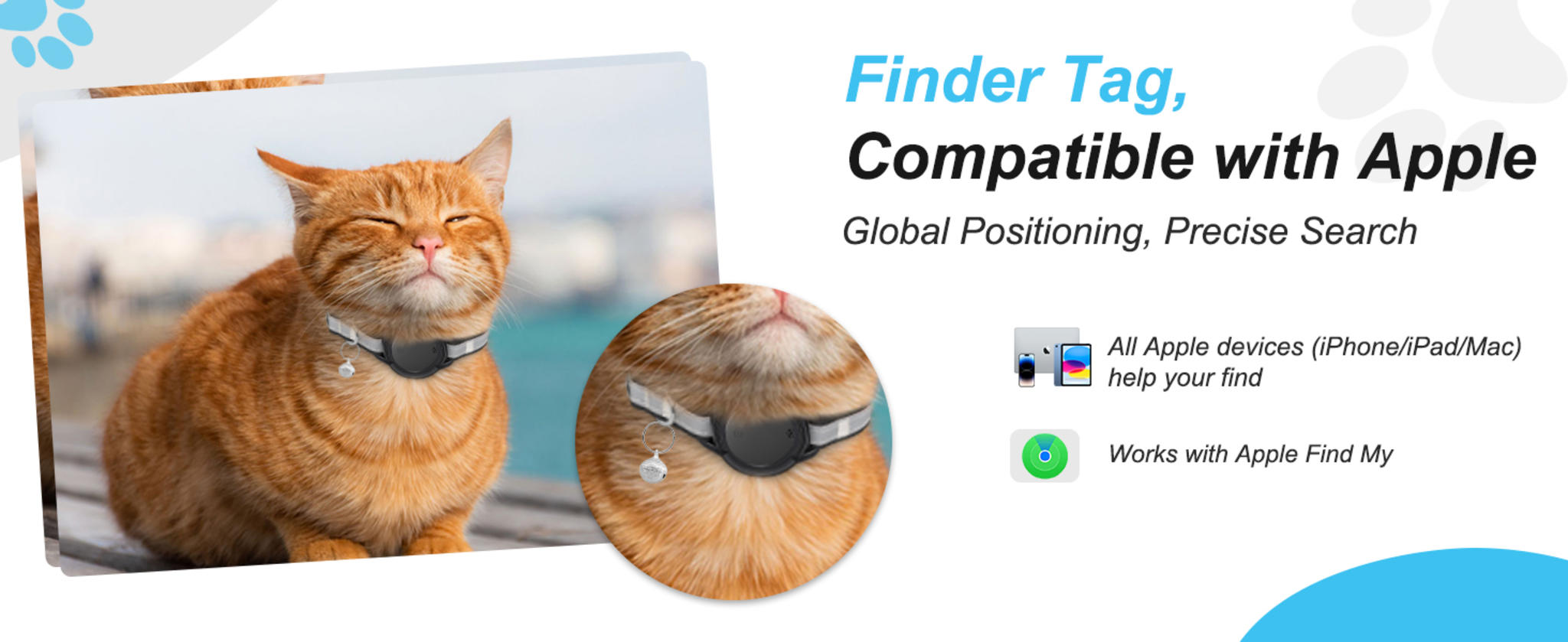 GPS Cat Tracker with Reflective Collar, Apple Find My Compatible, No Monthly Fee, IP67 Waterproof image 8