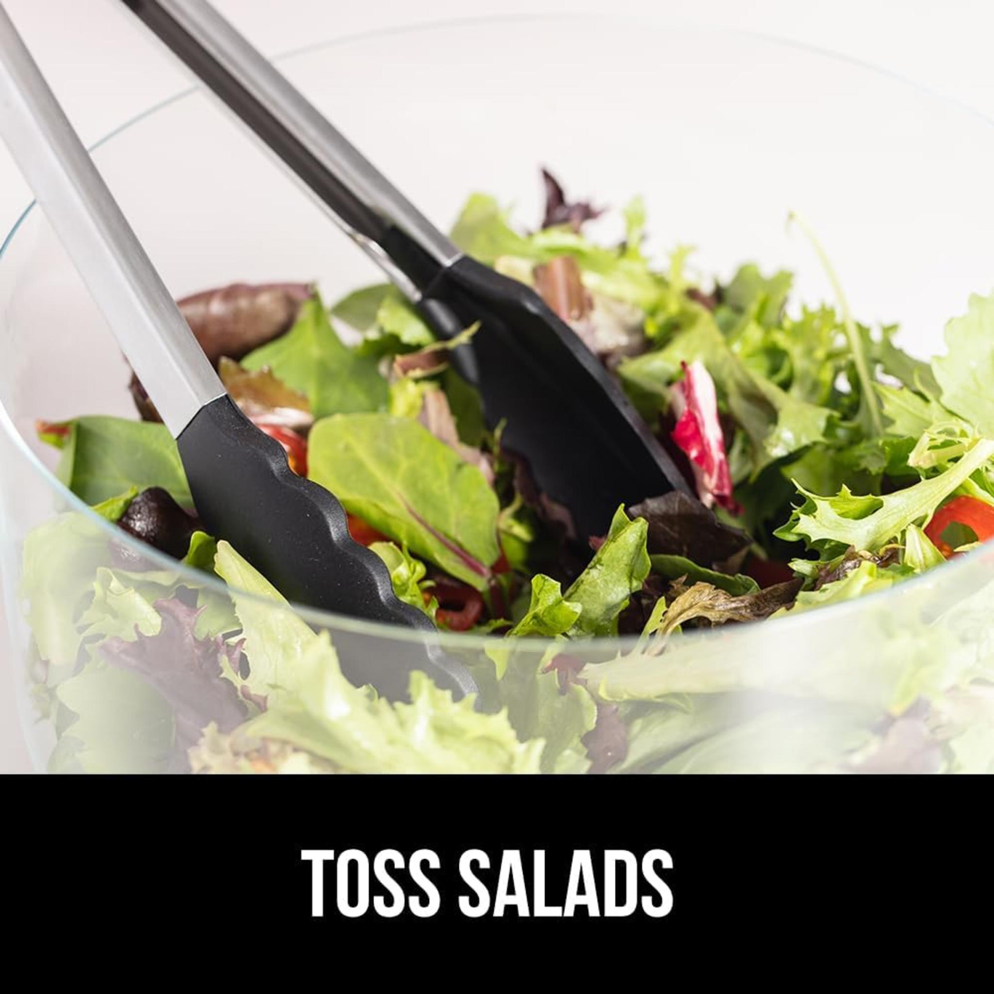 Stainless Steel Kitchen Tongs Set of 2, Heat Resistant Silicone Tips, 12 and 14 Inch BBQ Tongs