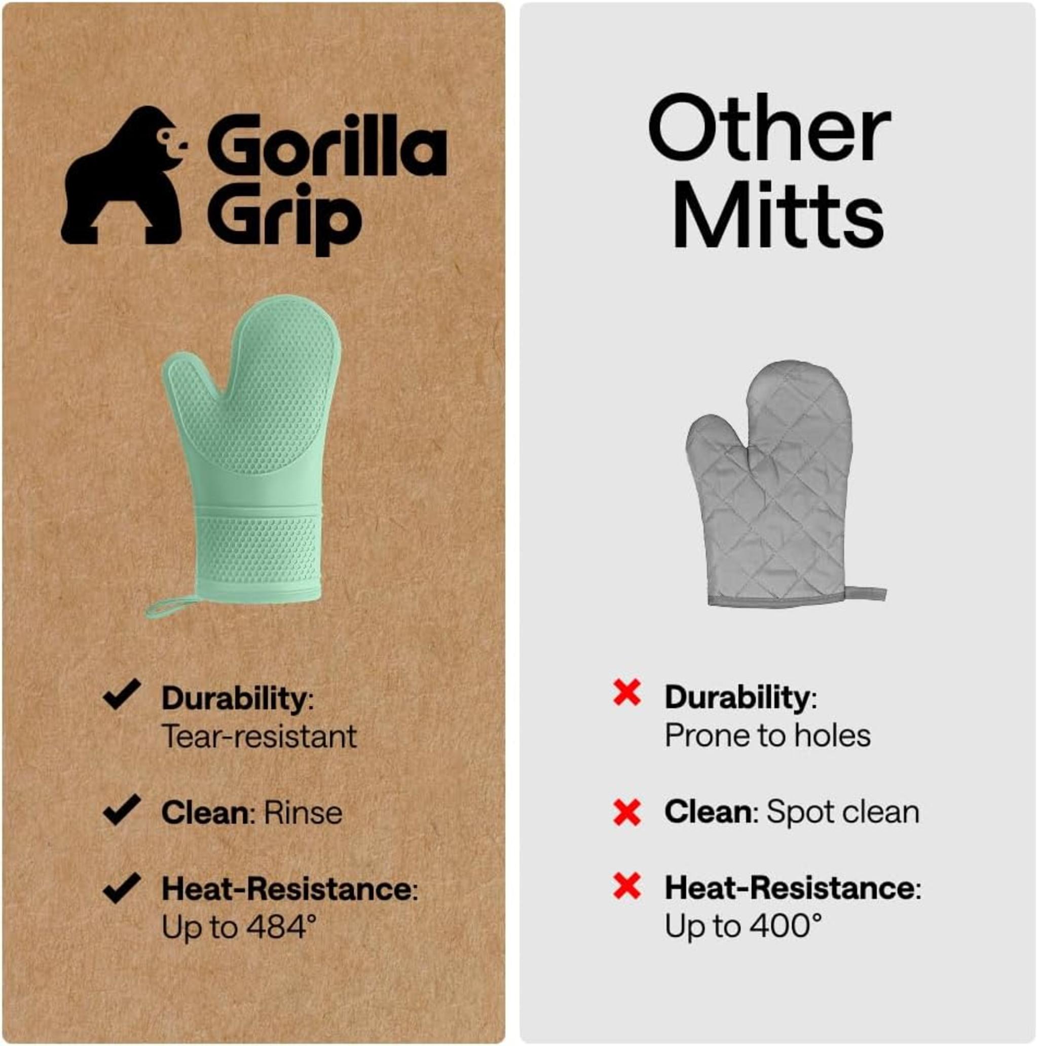 Silicone Oven Mitts, Heat Resistant Waterproof Cooking Gloves with Thick Cotton Lining, Set of 2