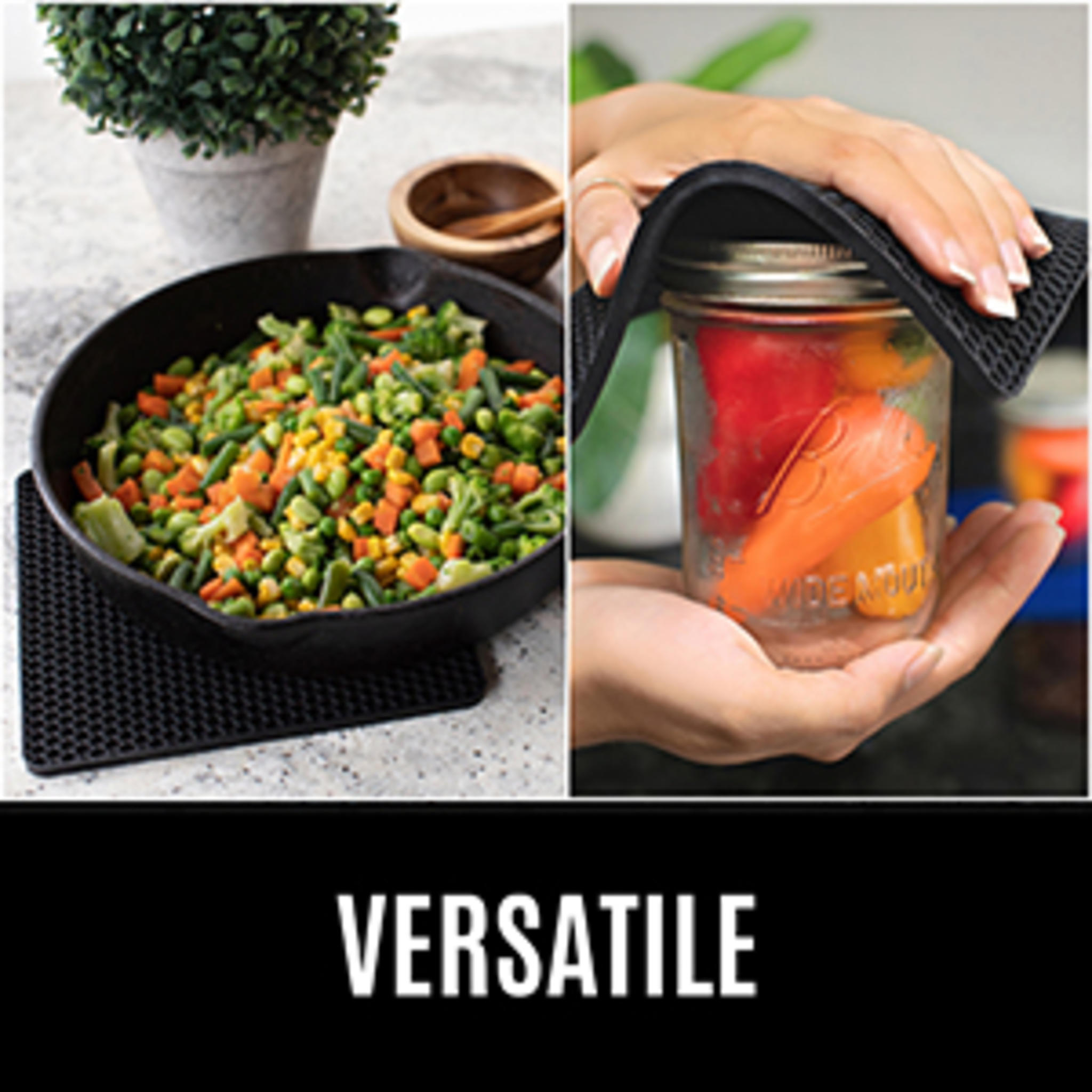 Extra Long Silicone Oven Mitts and Trivets Set - Heat Resistant to 450°F with Quilted Cotton Lining image 12