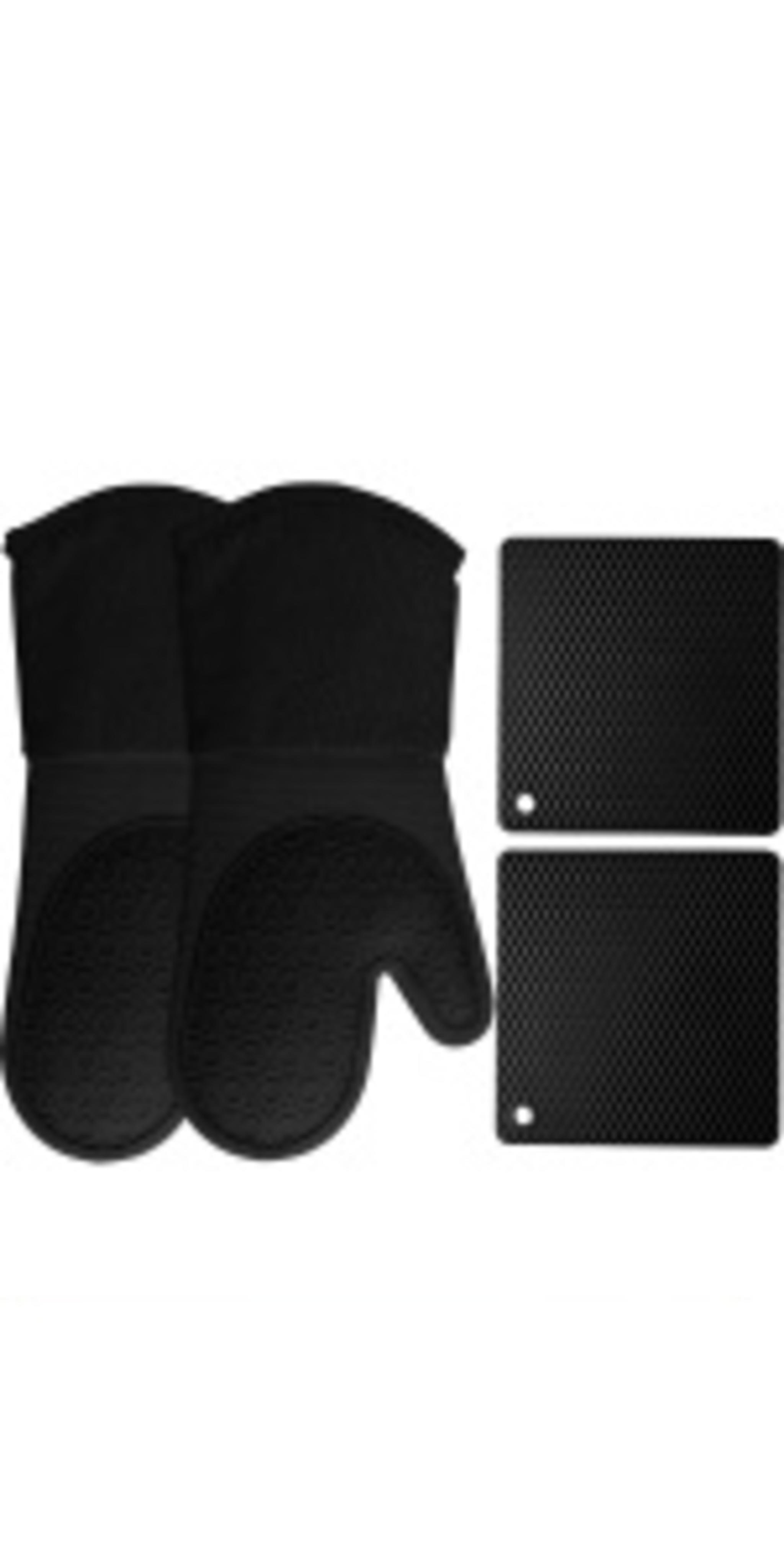 Extra Long Silicone Oven Mitts and Trivets Set - Heat Resistant to 450°F with Quilted Cotton Lining image 20