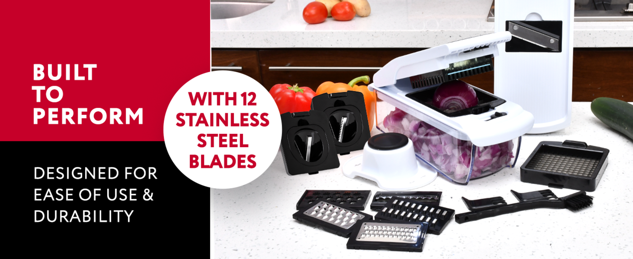 12-in-1 Mandoline Slicer and Vegetable Chopper with Container and 12 Interchangeable Blades image 12
