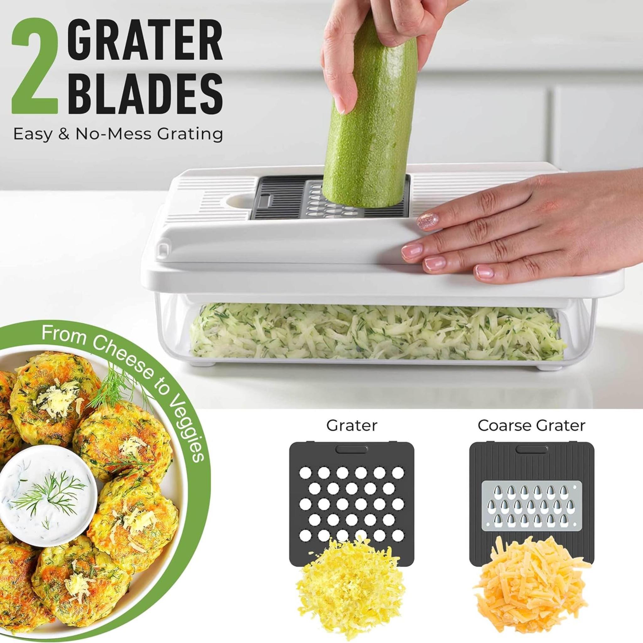 Vegetable Chopper Mandoline Slicer with 6 Interchangeable Blades and Food Container