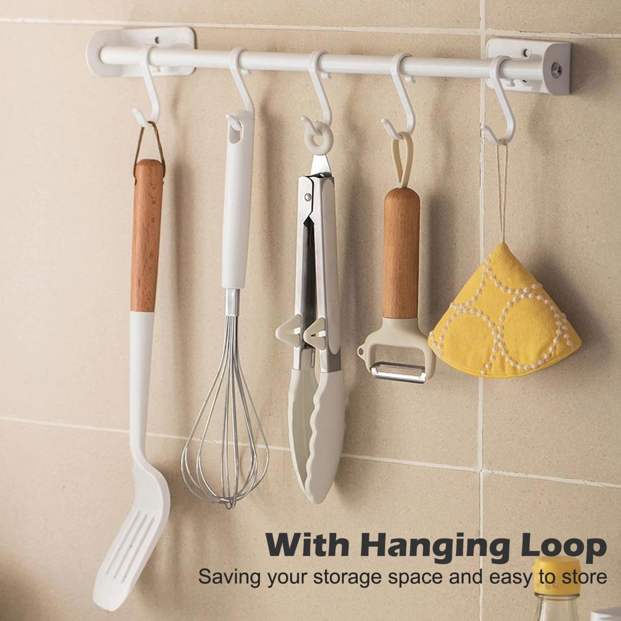 3-Piece 9-Inch Kitchen Tongs Set with Silicone Tips, Built-in Stand and Locking Mechanism