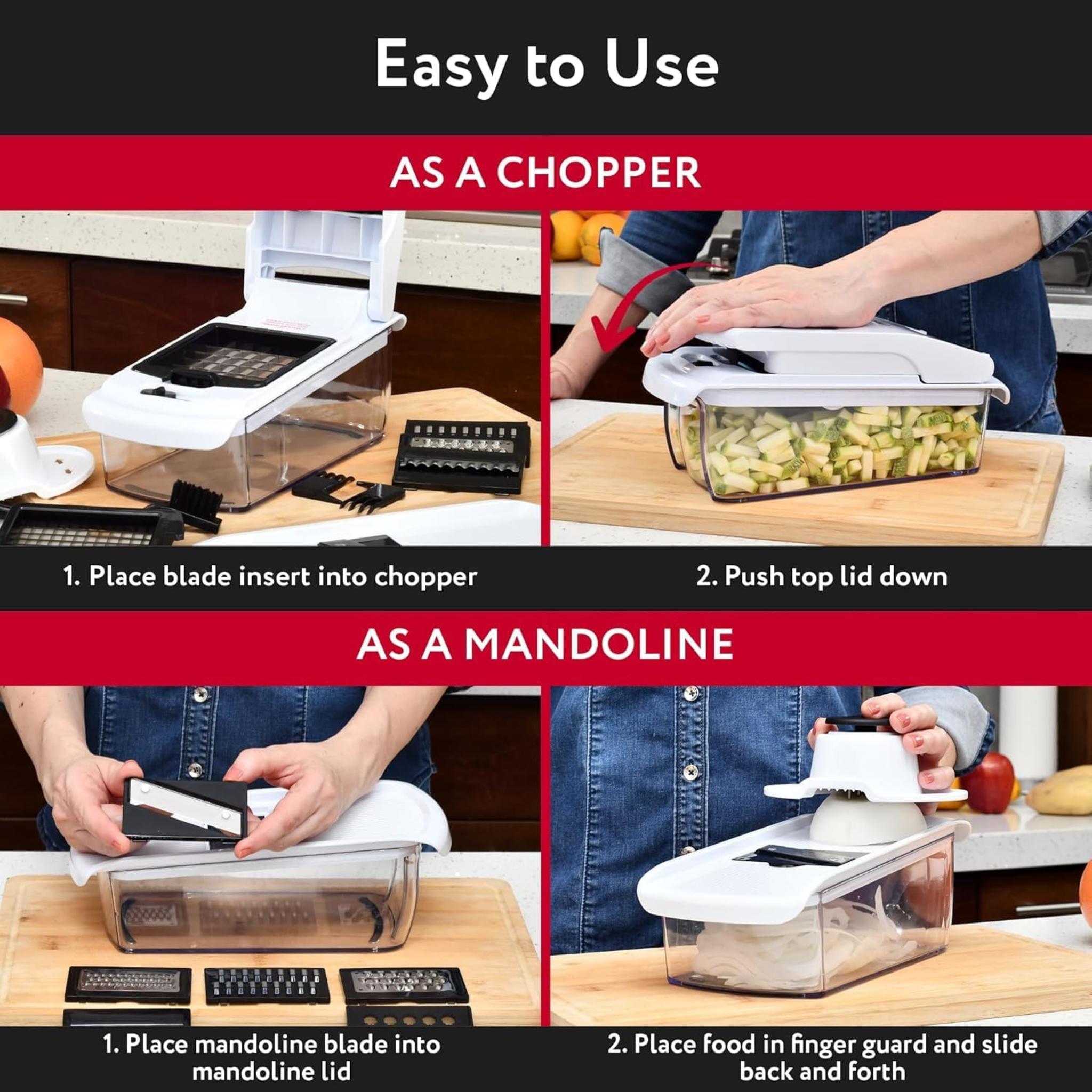 12-in-1 Vegetable Chopper and Mandoline Slicer with Container for Kitchen Meal Prep
