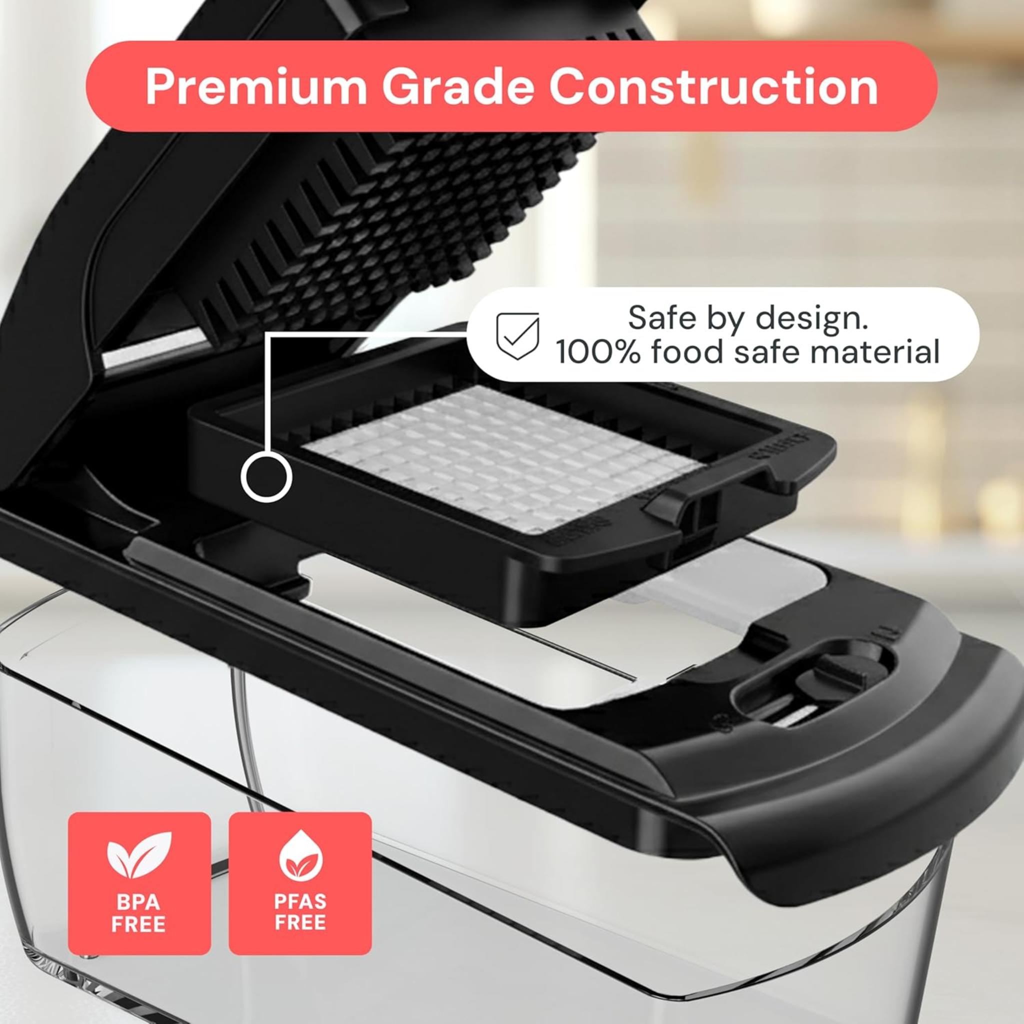 2-in-1 Vegetable Chopper and Spiralizer with Container - Pro Food Slicer and Dicer