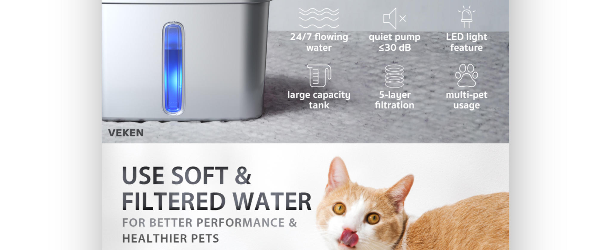 Stainless Steel Cat Water Fountain - 95oz/2.8L Automatic Pet Dispenser with Filters & Mat image 12