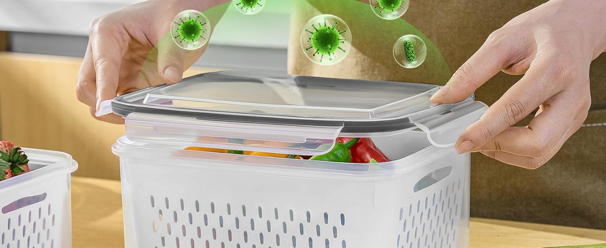 5-Pack Leakproof Fruit Containers for Fridge with Removable Colanders, BPA-Free Produce Savers image 17