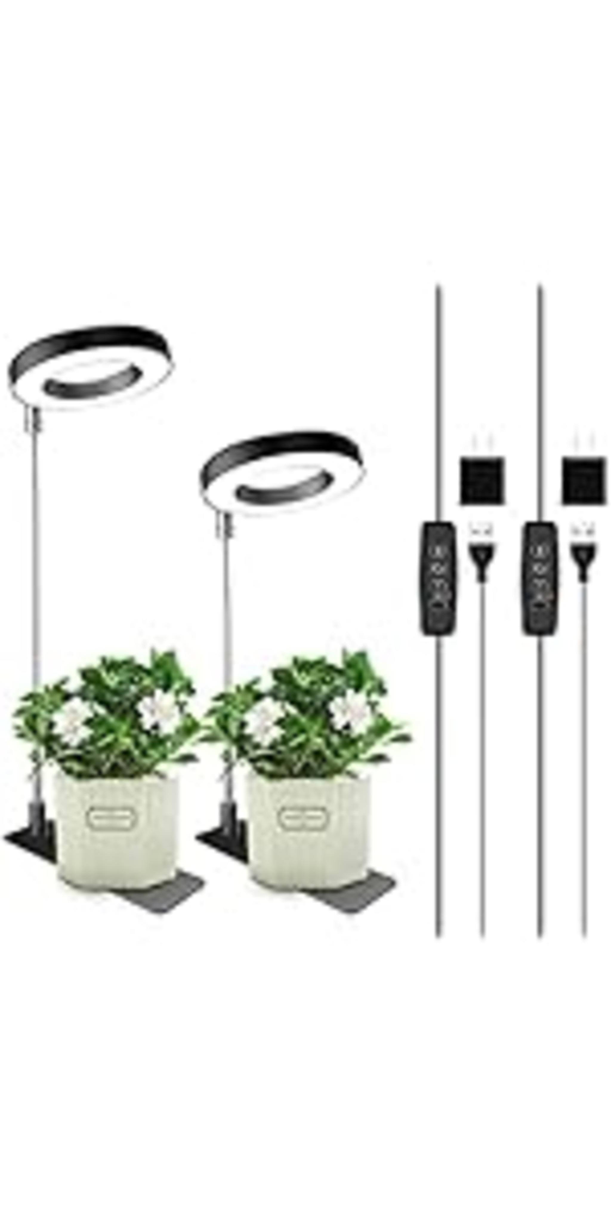 Full Spectrum LED Grow Lights for Indoor Plants - 3 Pack Height Adjustable Halo Plant Lights with Timer image 20
