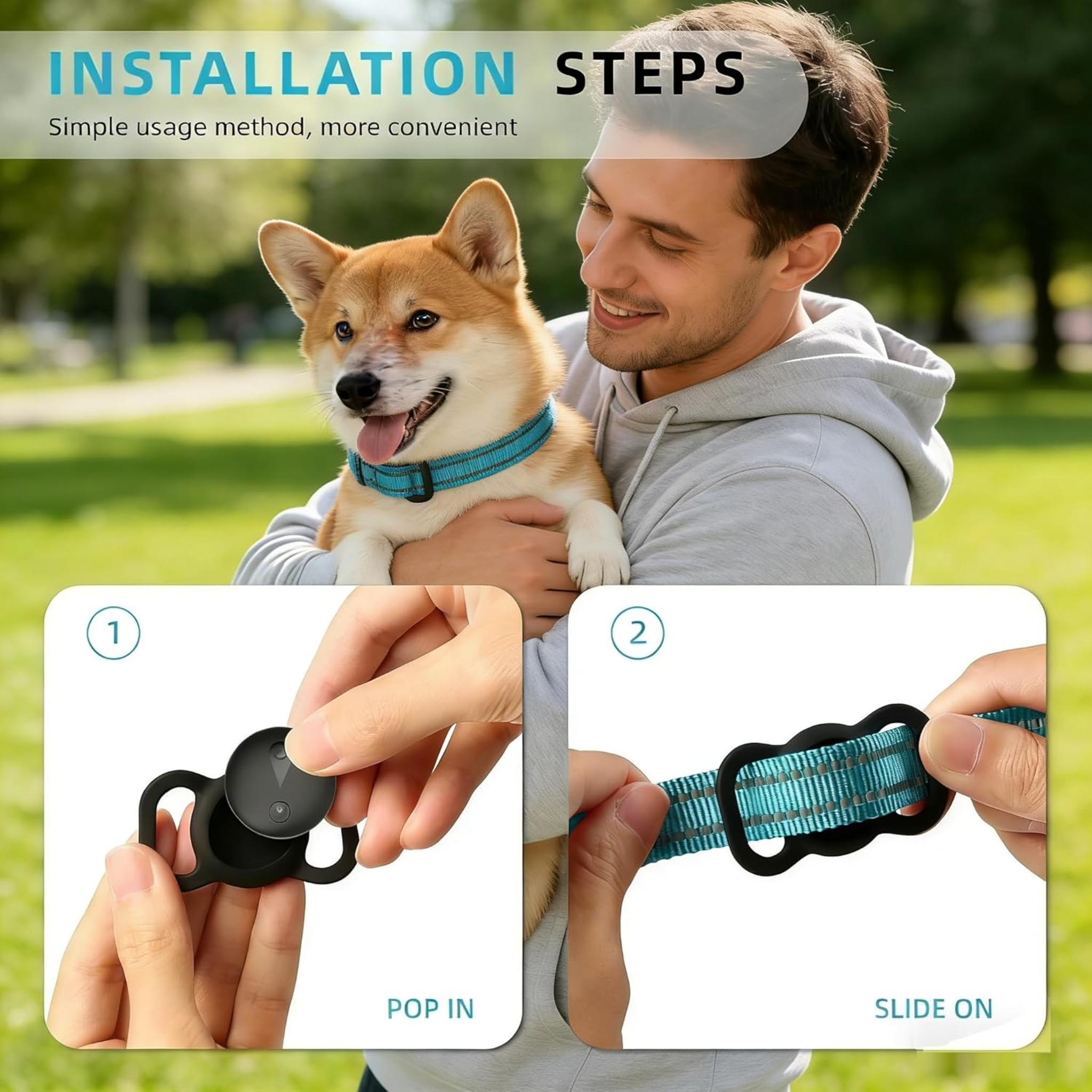 GPS Tracker for Dogs & Cats, Works with iOS Find My, No Monthly Fee, IP67 Waterproof