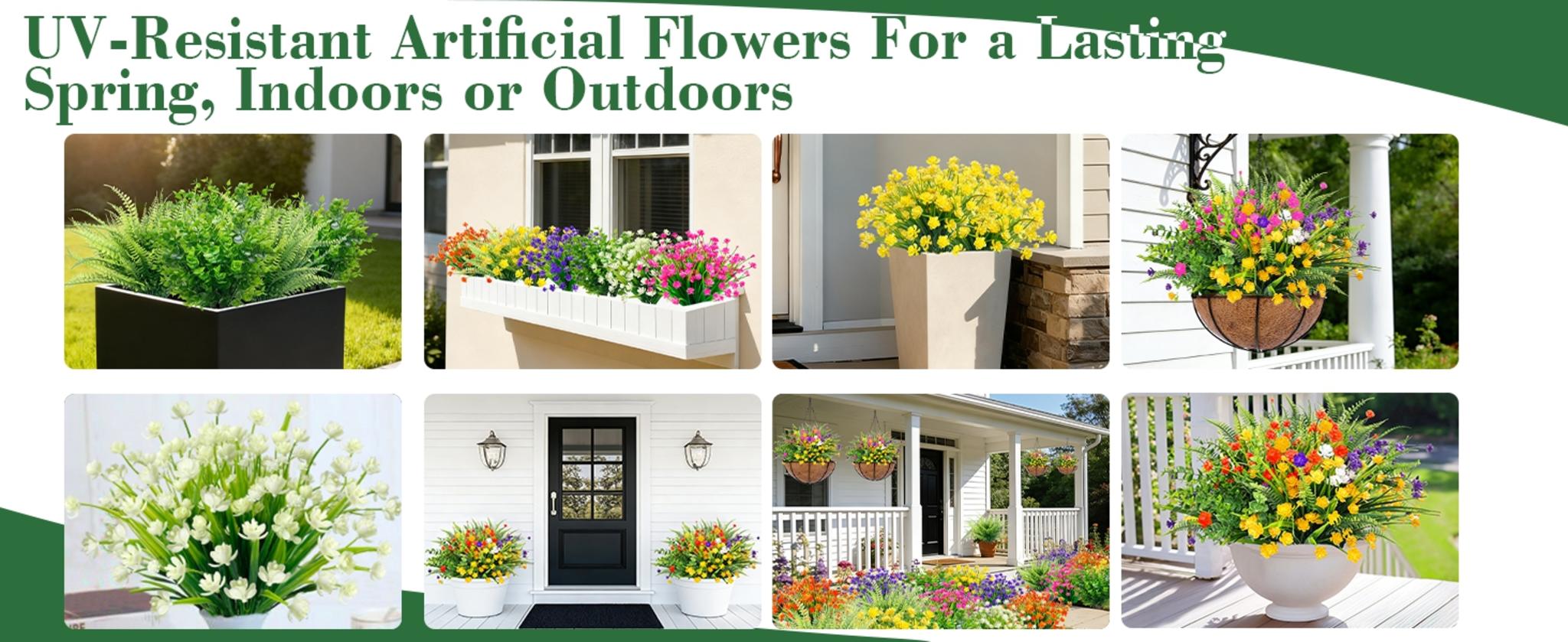 20 Bundles Artificial Flowers for Outdoors, UV Resistant Fake Plants for Garden Porch Decor image 12