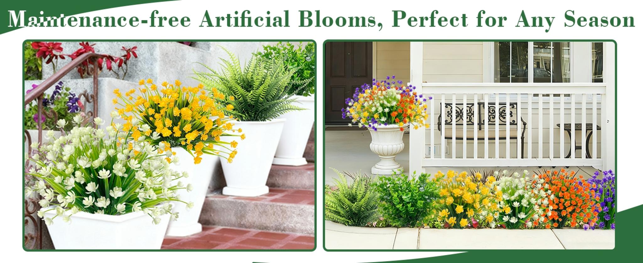 20 Bundles Artificial Flowers for Outdoors, UV Resistant Fake Plants for Garden Porch Decor image 13