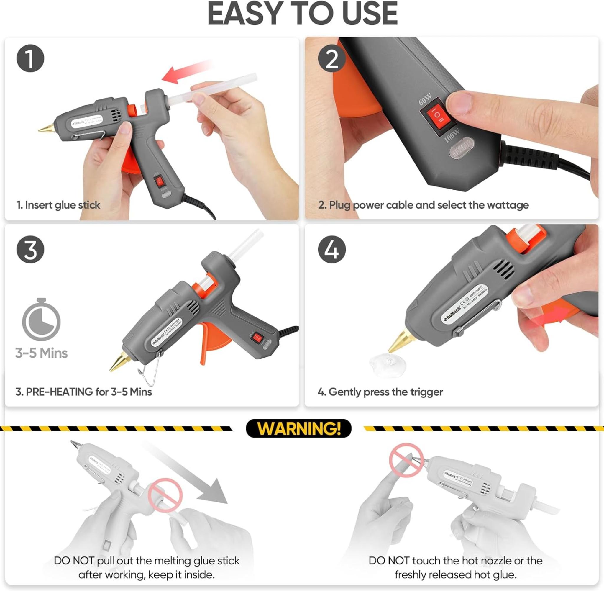 Full Size Hot Glue Gun with 60/100W Dual Power, 21 Glue Sticks & Storage Case