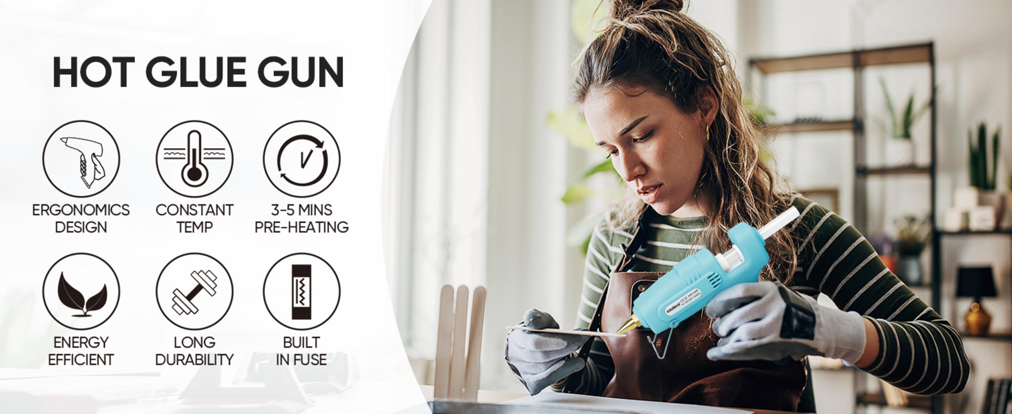 Full Size Hot Glue Gun with 60/100W Dual Power, 21 Glue Sticks & Storage Case image 13