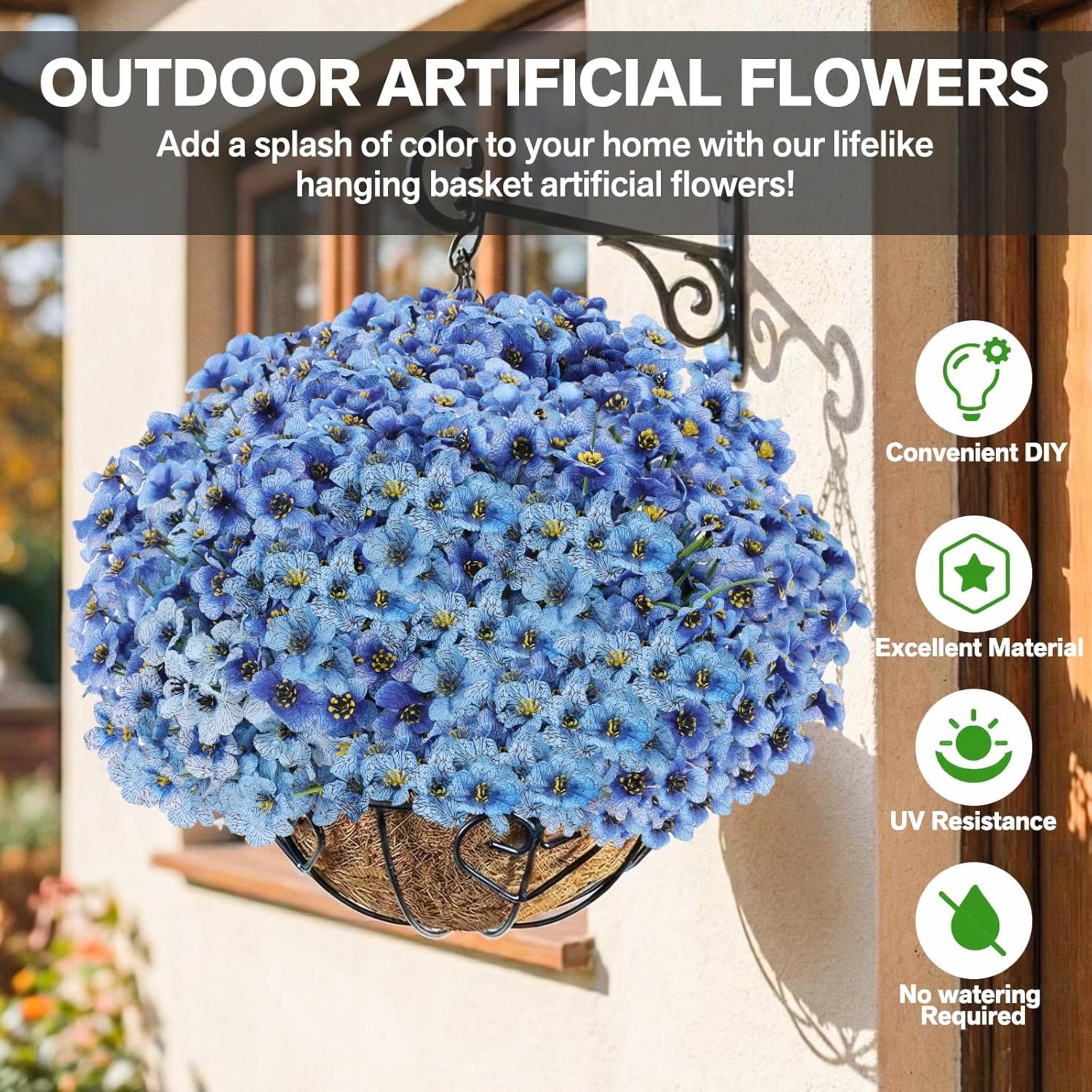 22 Pack Artificial Flowers Outdoor UV Resistant Fake Plants for Hanging Planters and Window Boxes