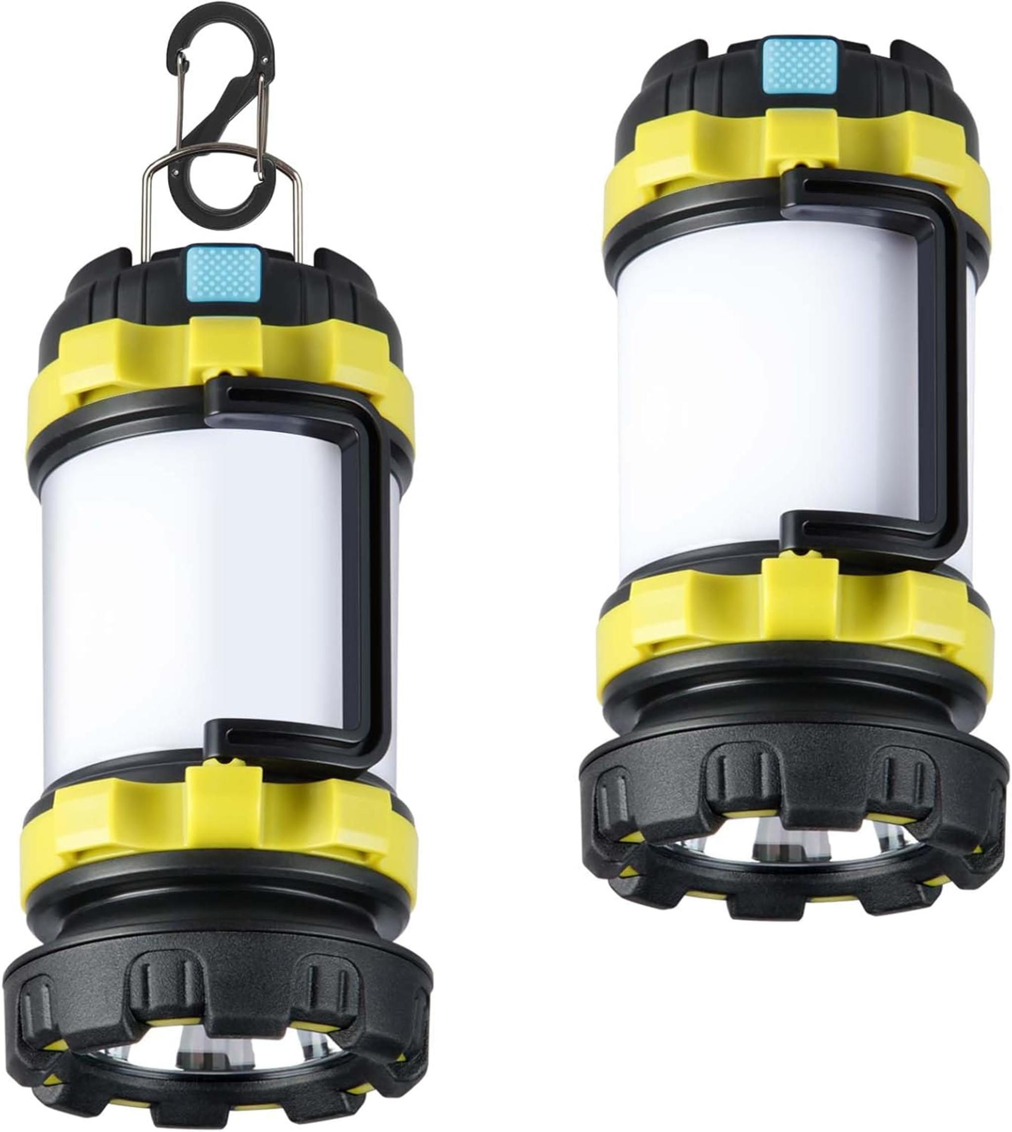 2-Pack Rechargeable LED Camping Lanterns, 1000LM Flashlight with 6 Modes, IPX5 Waterproof