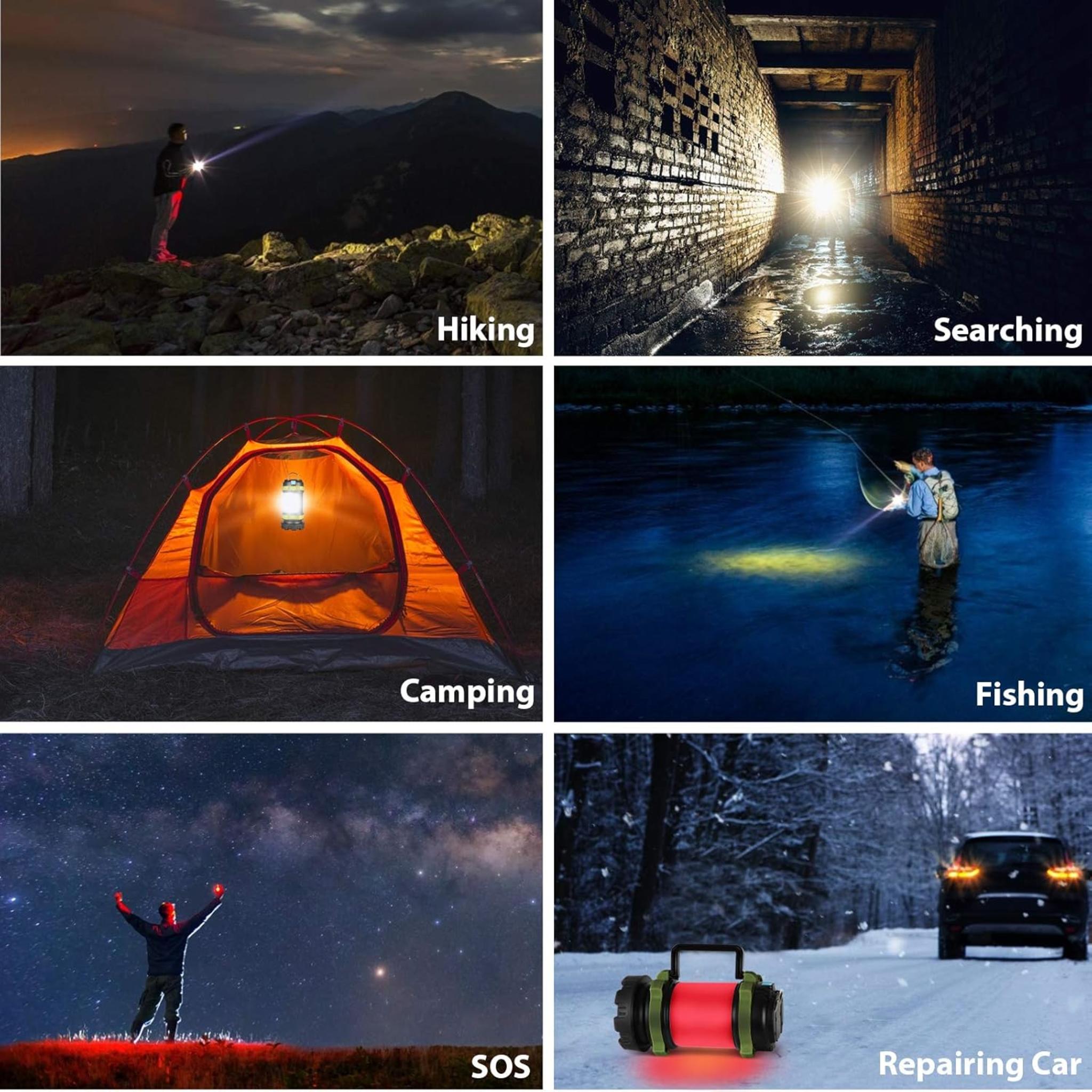 2-Pack Rechargeable LED Camping Lanterns, 1000LM Flashlight with 6 Modes, IPX5 Waterproof