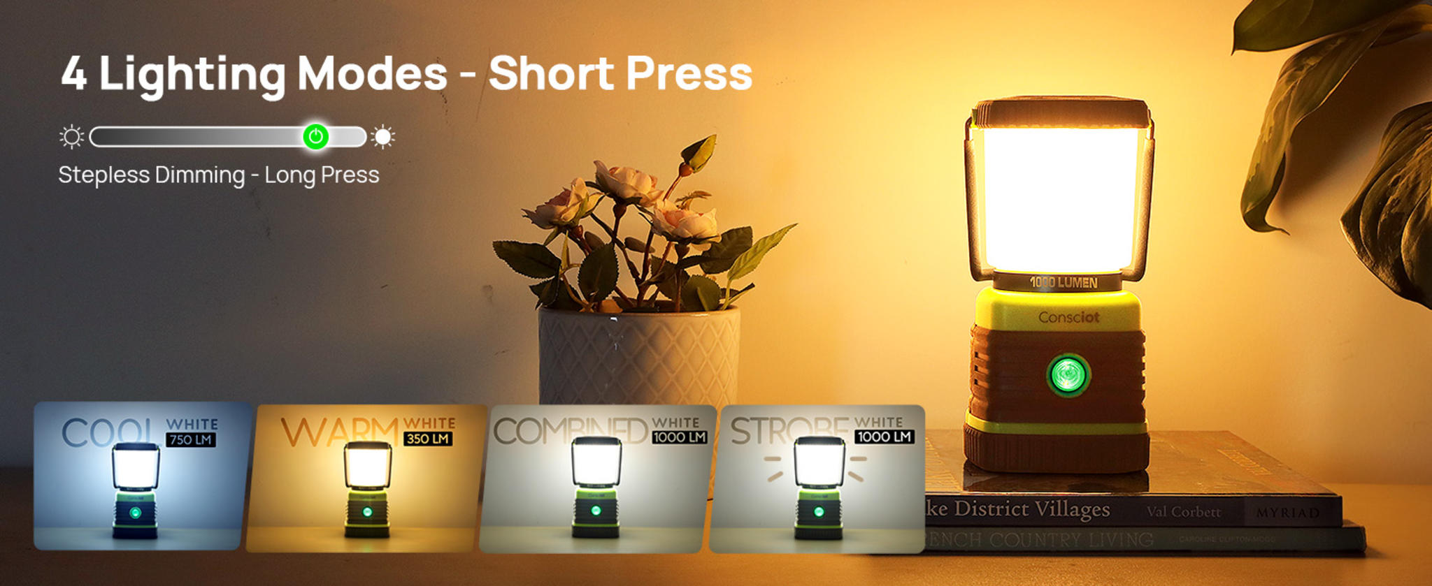 Rechargeable LED Camping Lanterns, 1000LM Ultra Bright Tent Lights with Power Bank, 2 Pack image 11