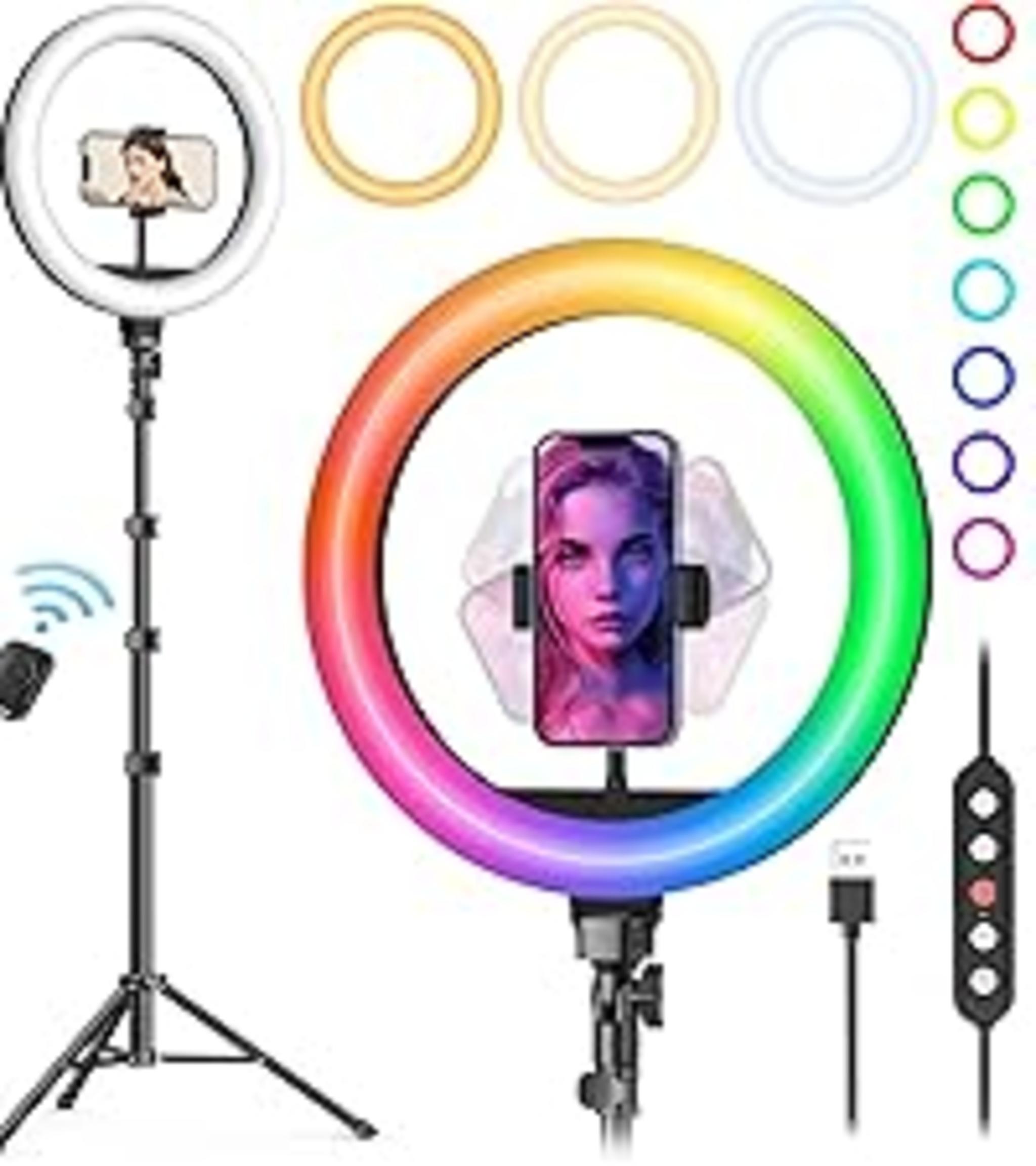 10.5" Full-Screen Ring Light with 69" Extendable Tripod Stand and Remote for Video Recording image 24