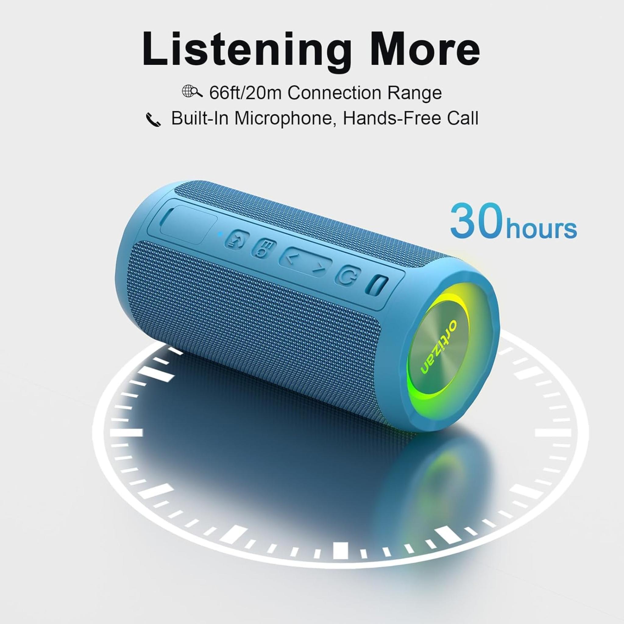 Portable Bluetooth Speaker with 24W Stereo Sound, IPX7 Waterproof, 30H Playtime & RGB Lights