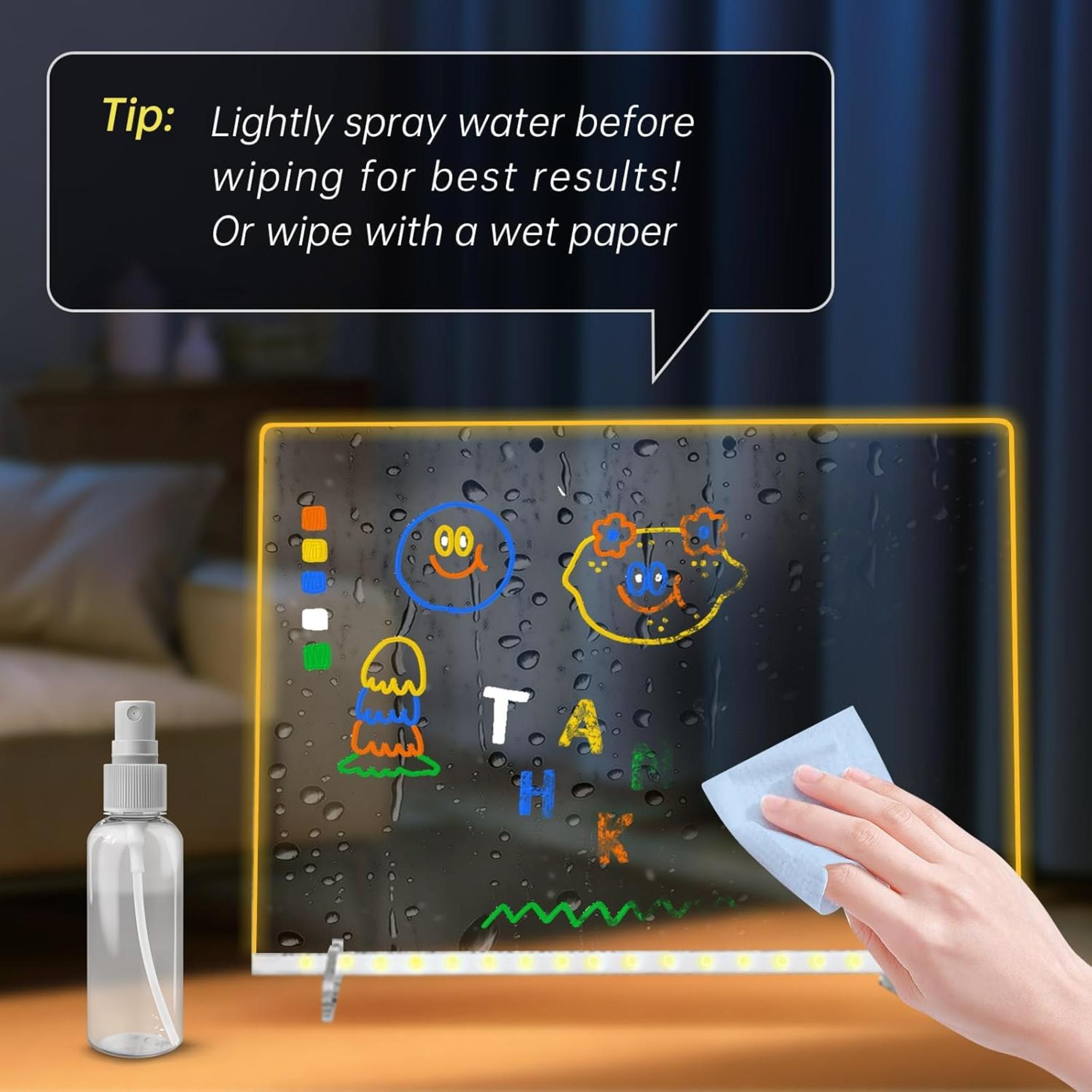 LED Note Board with 7 Colors, 13"x10" Light Up Dry Erase Drawing Board for Kids & Adults