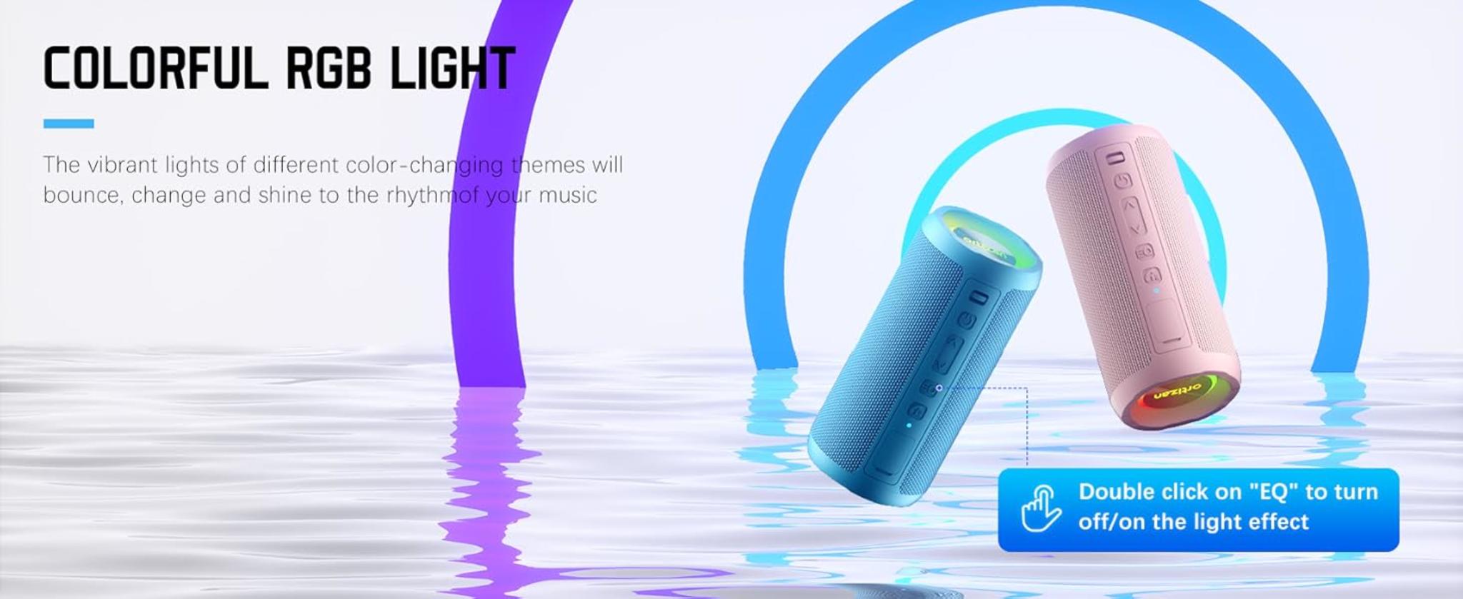 Portable Bluetooth Speaker with 24W Stereo Sound, IPX7 Waterproof, 30H Playtime & RGB Lights image 8