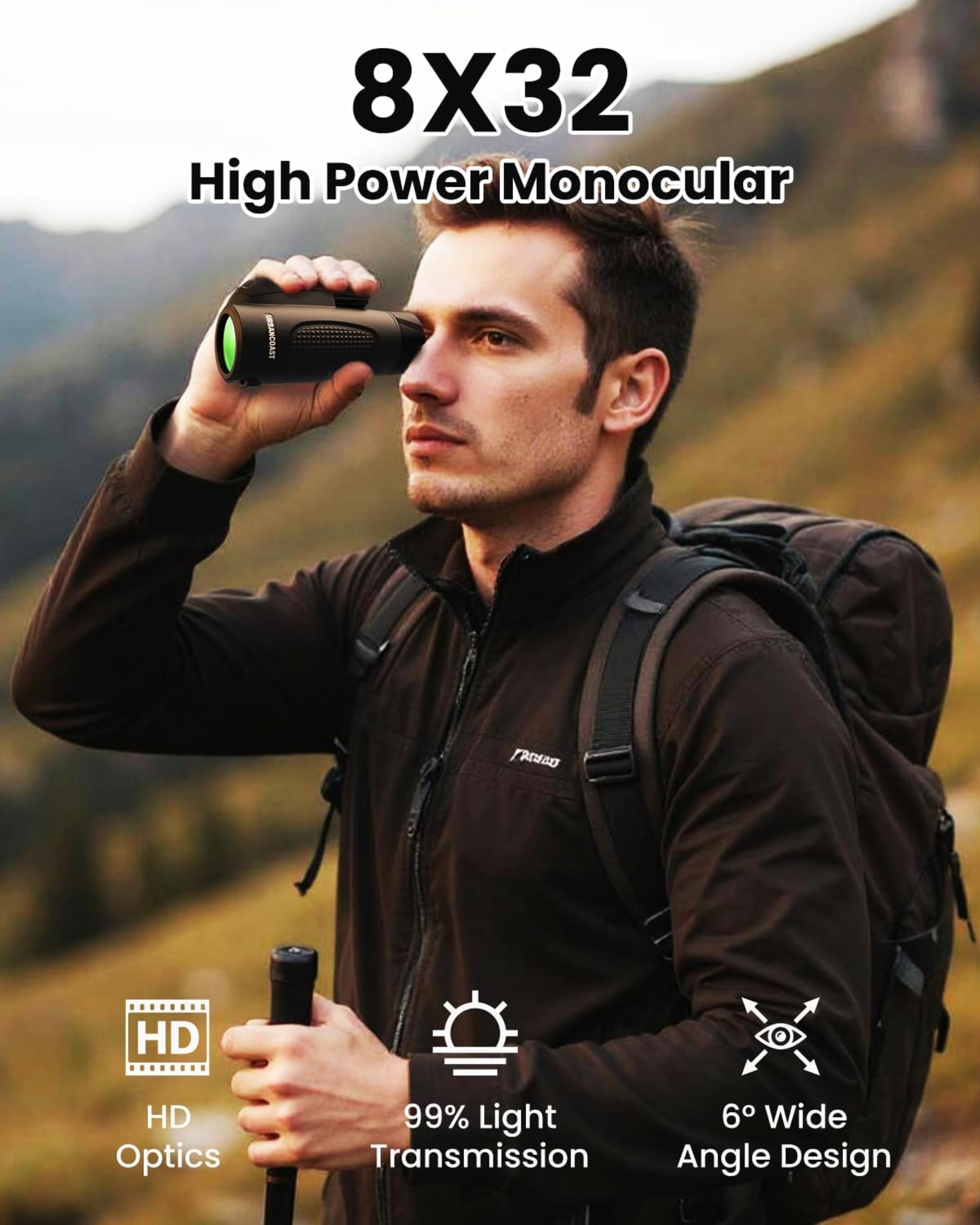 8X32 High Powered Monocular Telescope for Adults - Waterproof BAK4 Prism Compact Spotting Scope