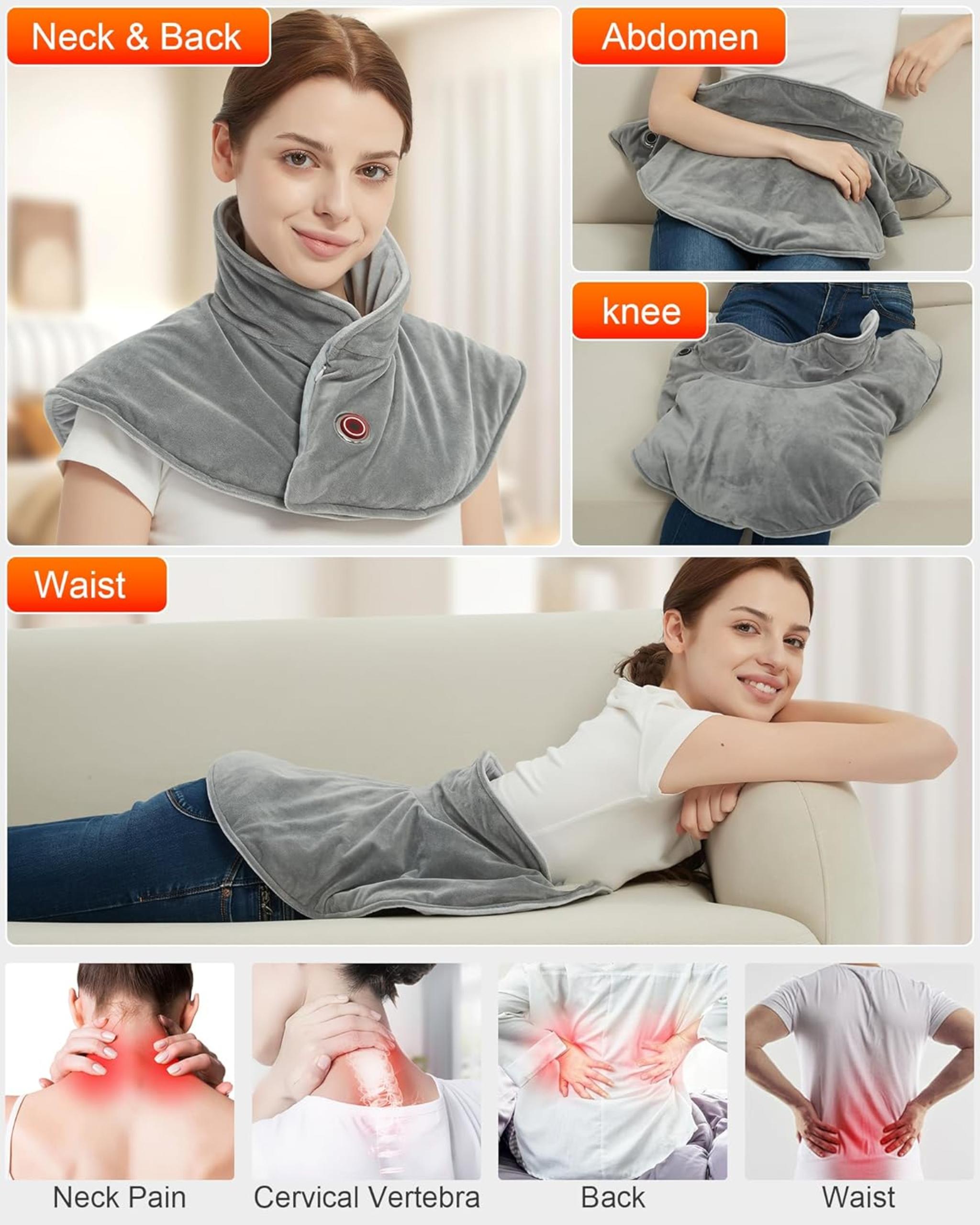Weighted Cordless Neck Heating Pad with 10000mAh Battery, Graphene Fast Heating for Pain Relief