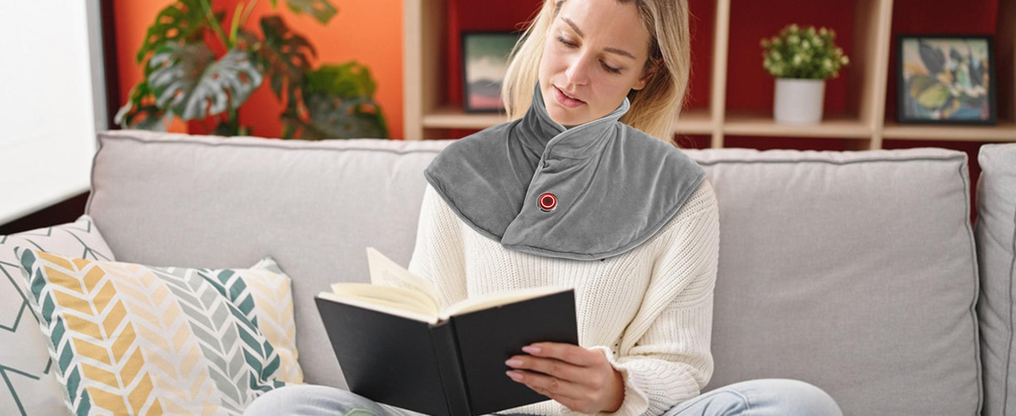 Weighted Cordless Neck Heating Pad with 10000mAh Battery, Graphene Fast Heating for Pain Relief image 14