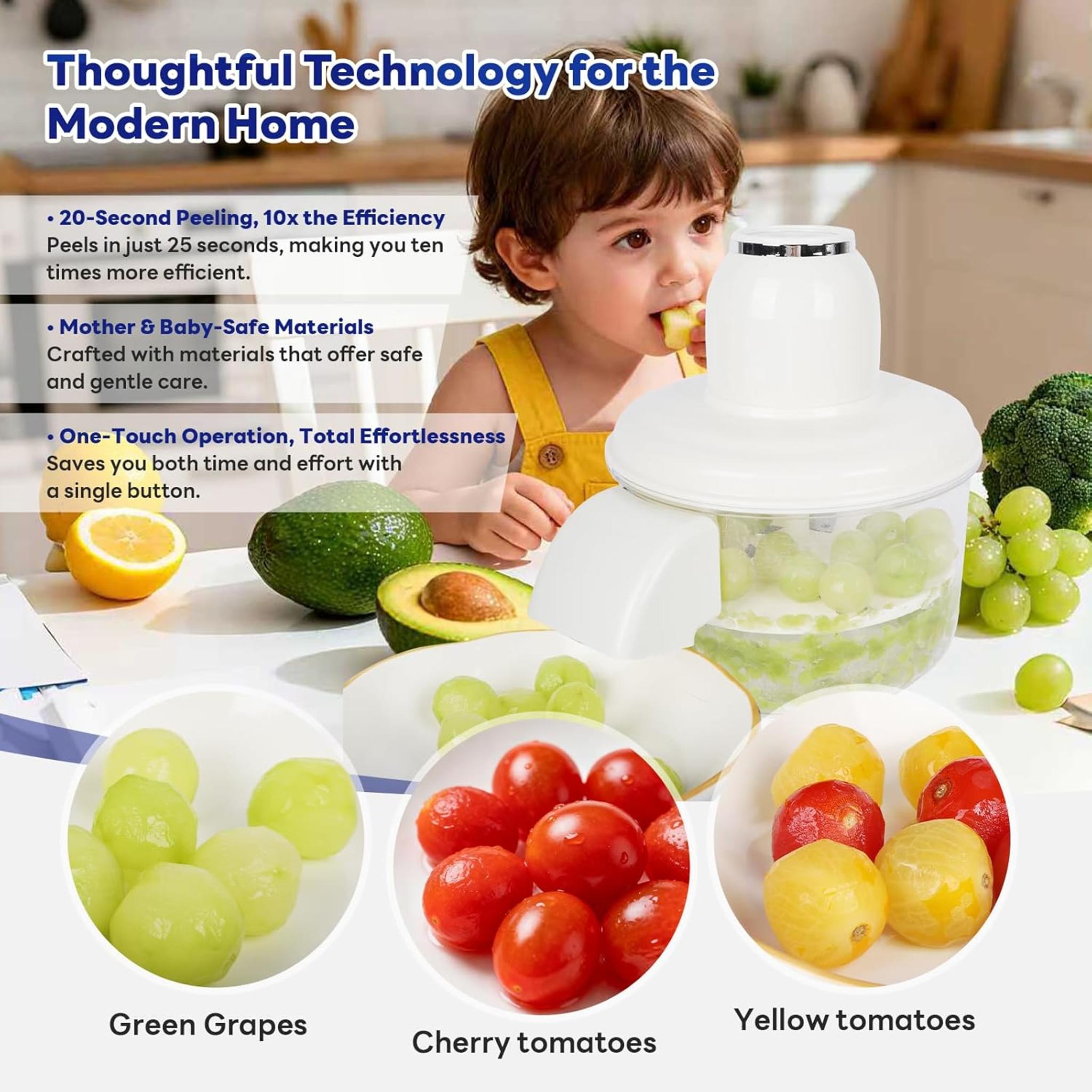 Electric Automatic Grape & Garlic Peeler Machine, Cordless Skin Remover for Small Fruits