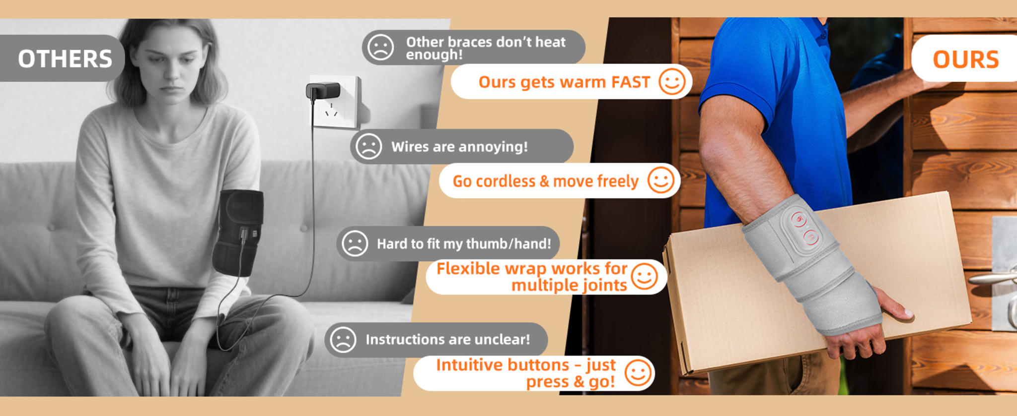 Cordless Wrist Heating Pad with Red Light Therapy & Vibration Massage for Pain Relief image 11