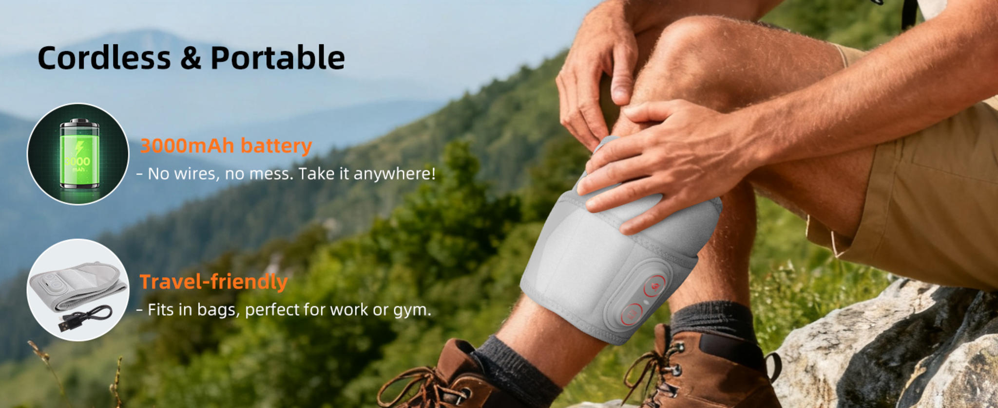 Cordless Wrist Heating Pad with Red Light Therapy & Vibration Massage for Pain Relief image 15