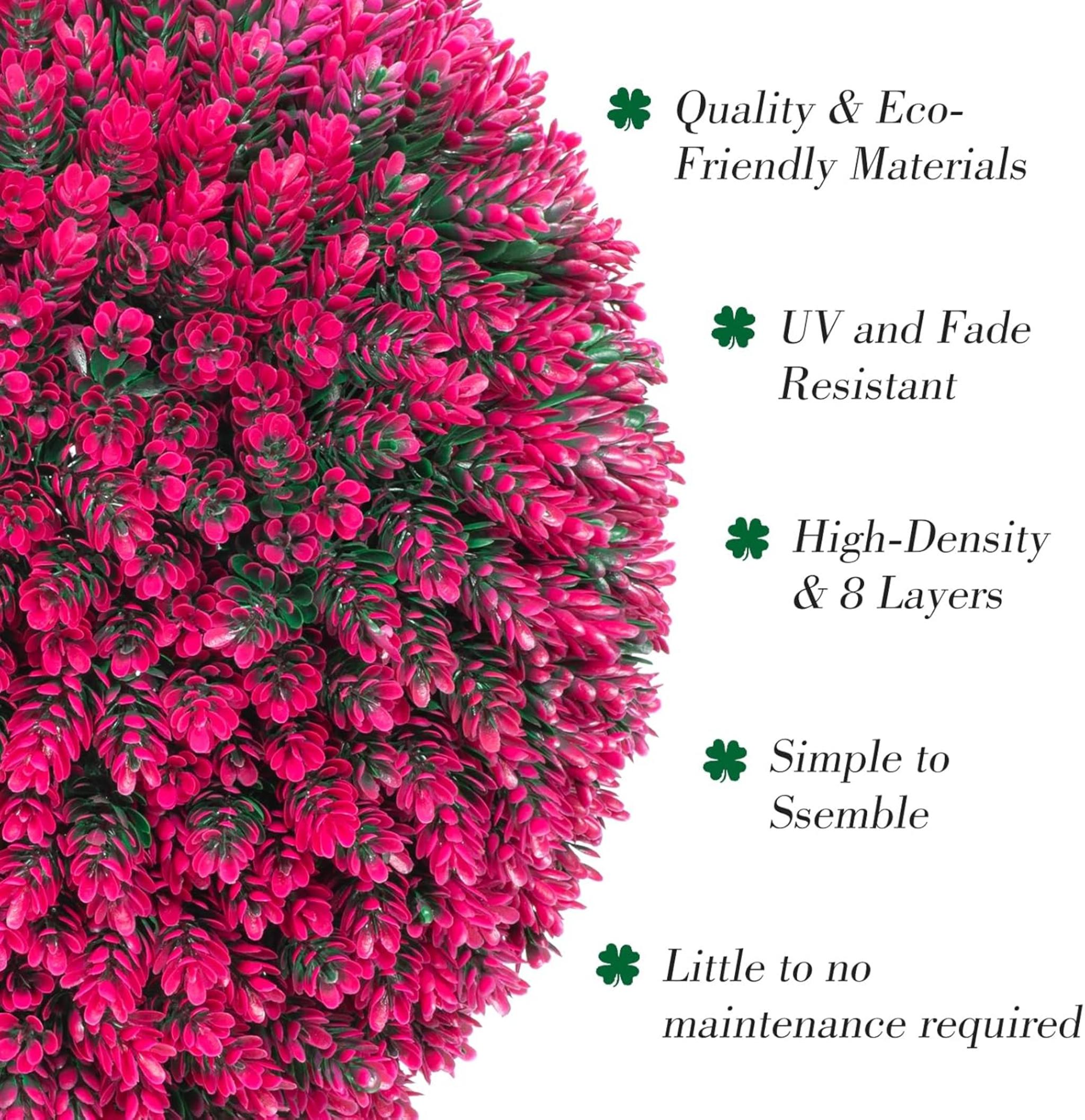 16.7" Artificial Pine Cone Topiary Balls, Set of 2 UV Protected Faux Boxwood Plants for Outdoor Decor