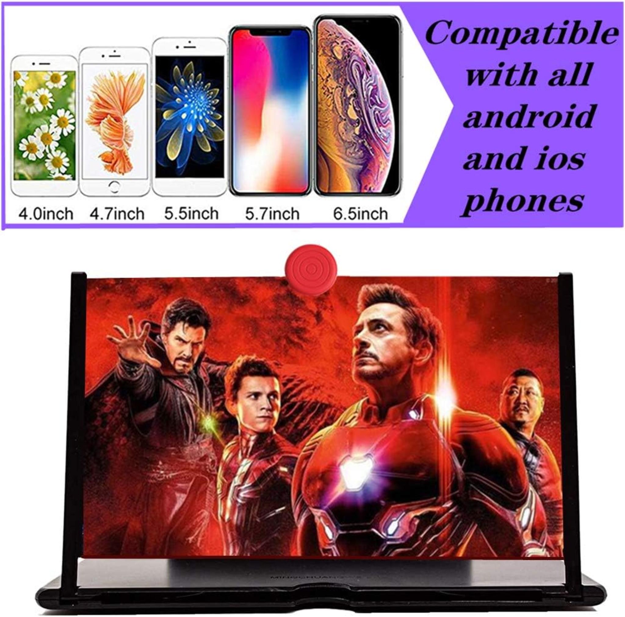 12" 3D HD Screen Magnifier for Smartphones, Foldable Phone Projector Screen for Movies and Gaming