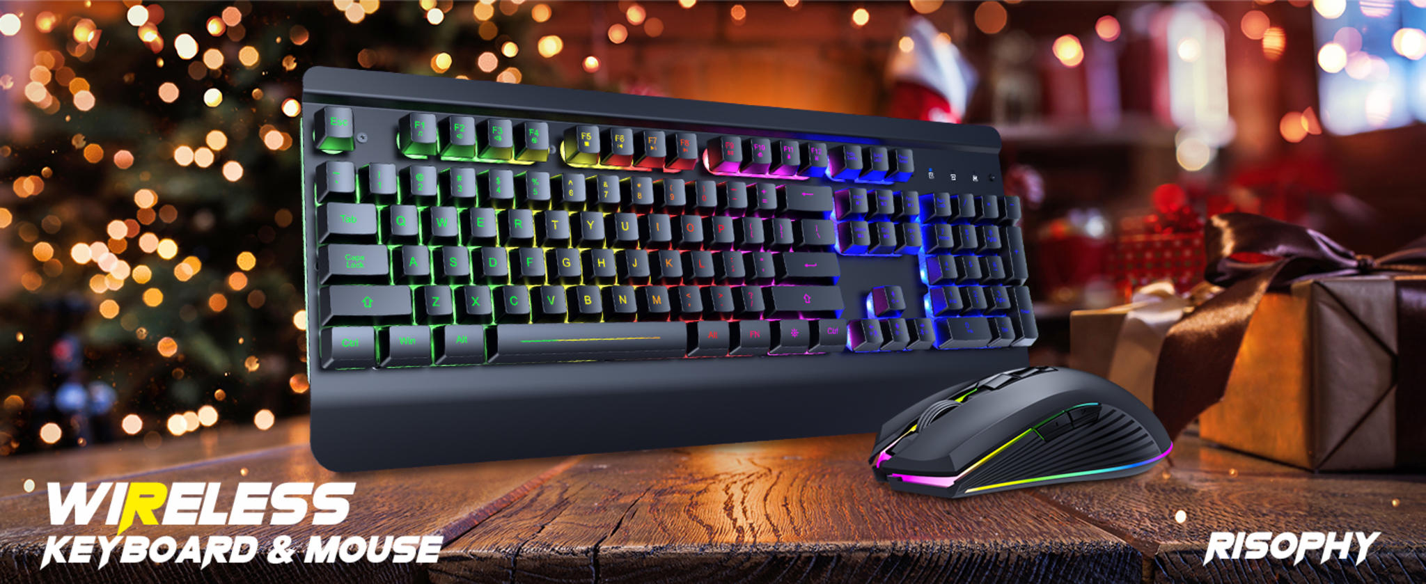 Wireless Gaming Keyboard and Mouse Combo with Metal Panel & 7-Color Backlit image 8