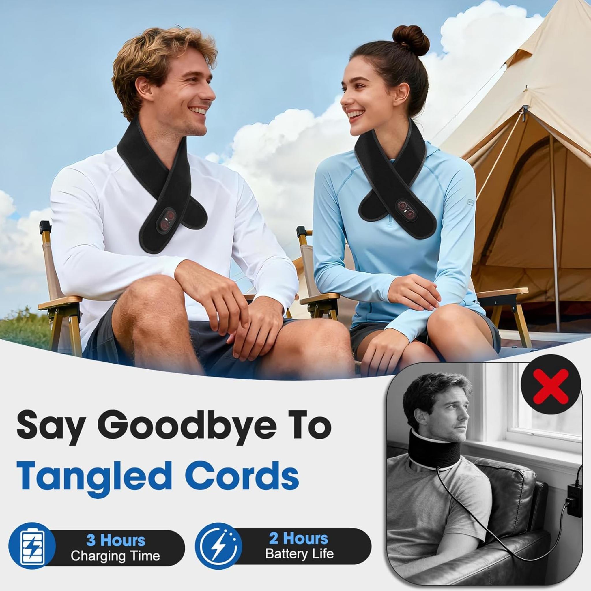 Cordless Neck Heating Pad with Red Light Therapy & Vibration, 3 Heat Levels for Pain Relief