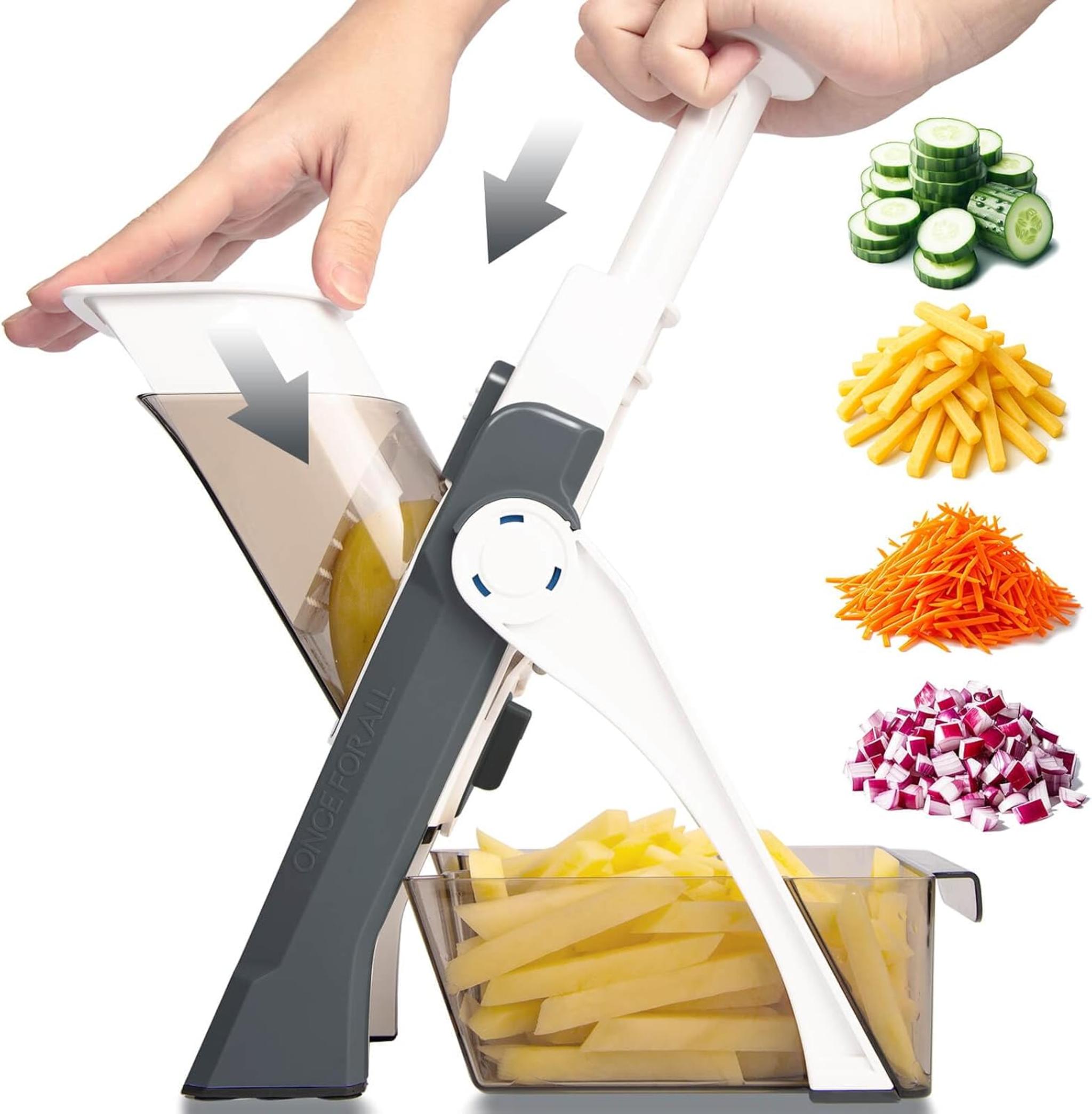 Safe Mandoline Vegetable Chopper with Adjustable Thickness, Multifunctional Food Slicer and Dicer