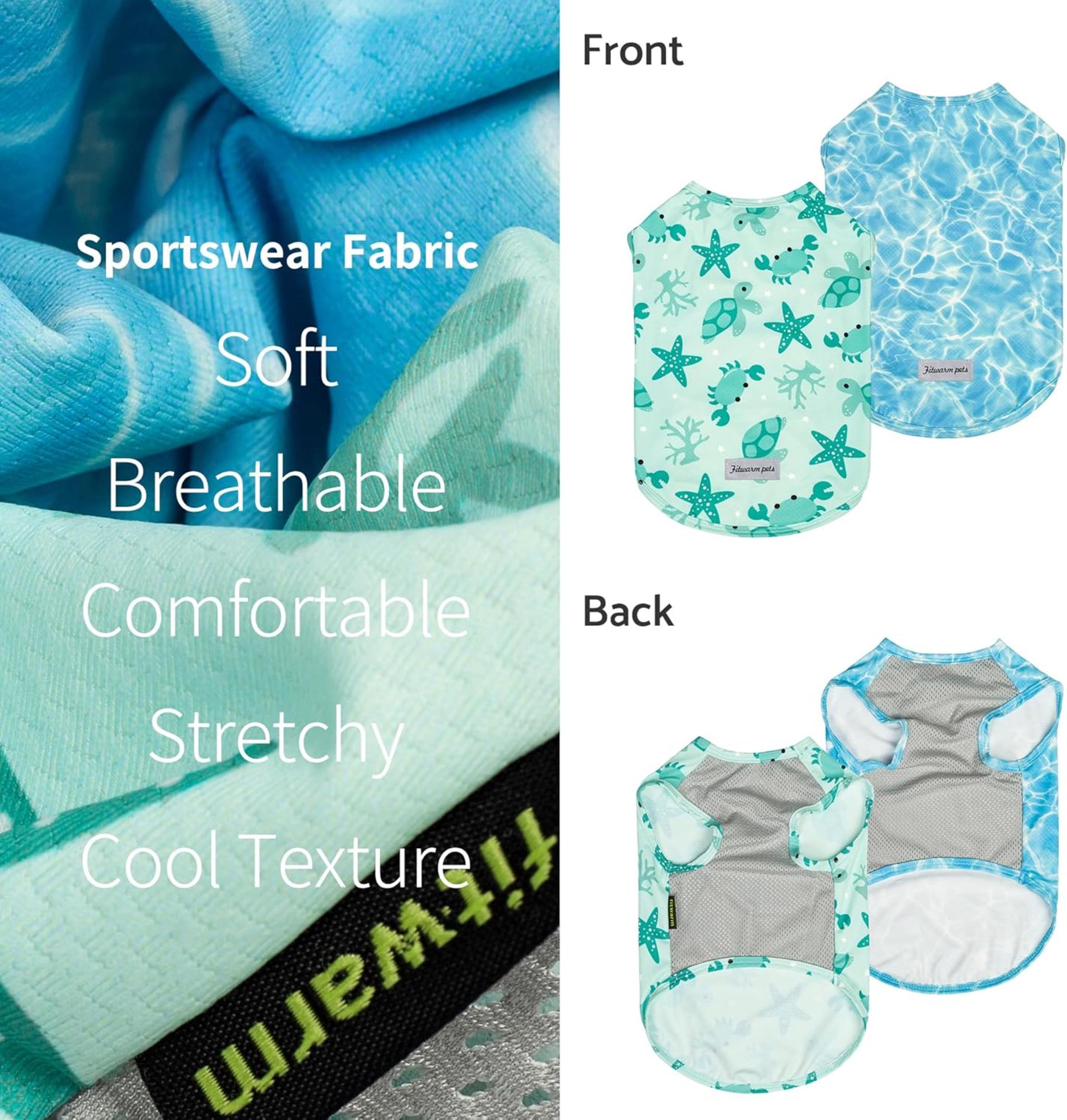 2 Pack Marine UPF 50+ UV Sun Protection Dog Shirt, Lightweight Cooling Vest for Small Dogs