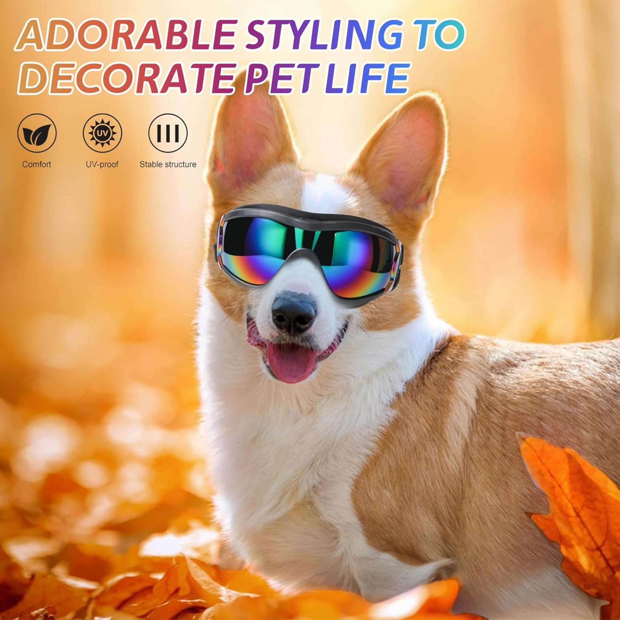 Dog Sunglasses for Medium to Large Dogs, UV Protection Windproof Pet Goggles with Adjustable Straps