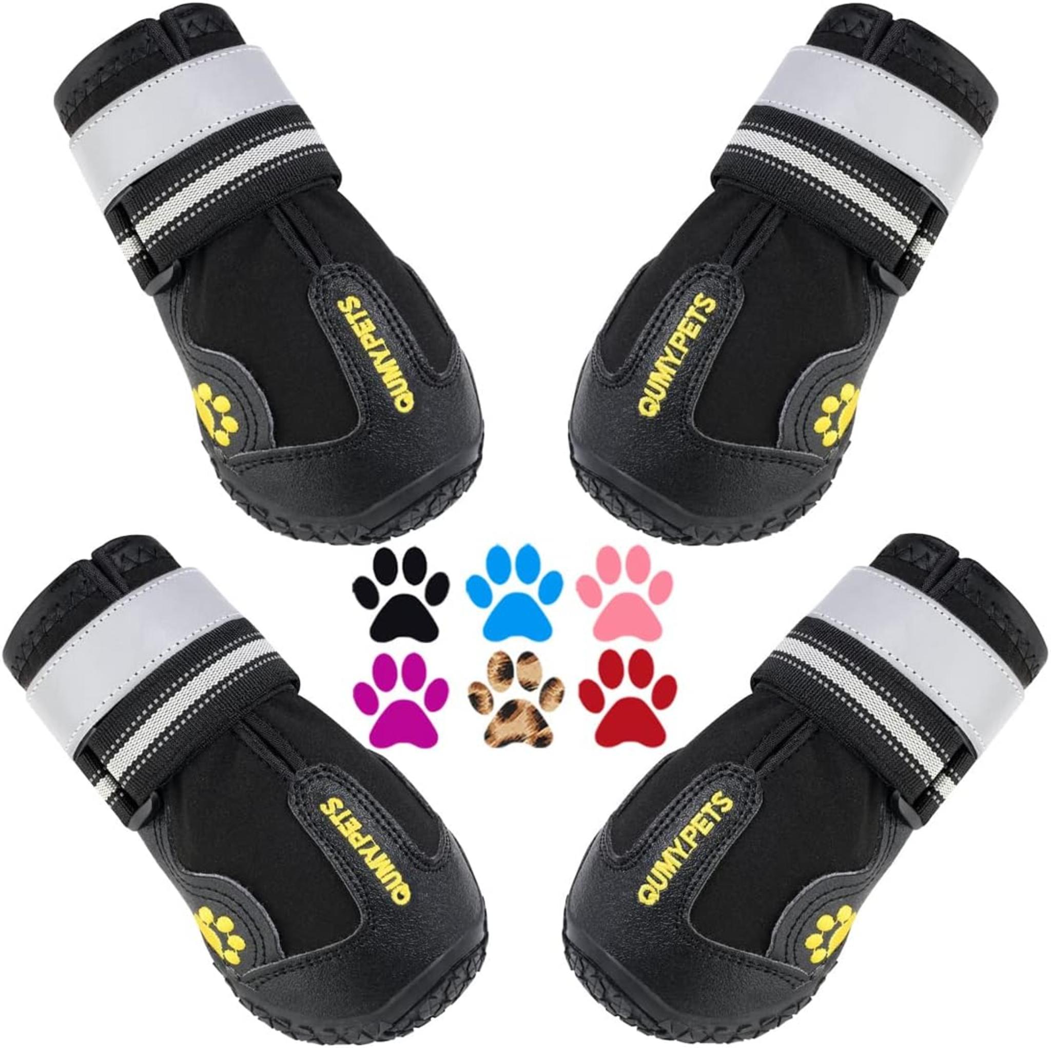 Dog Boots for Large Dogs, Water-Resistant Paw Protectors with Reflective Straps and Rugged Anti-Slip Sole