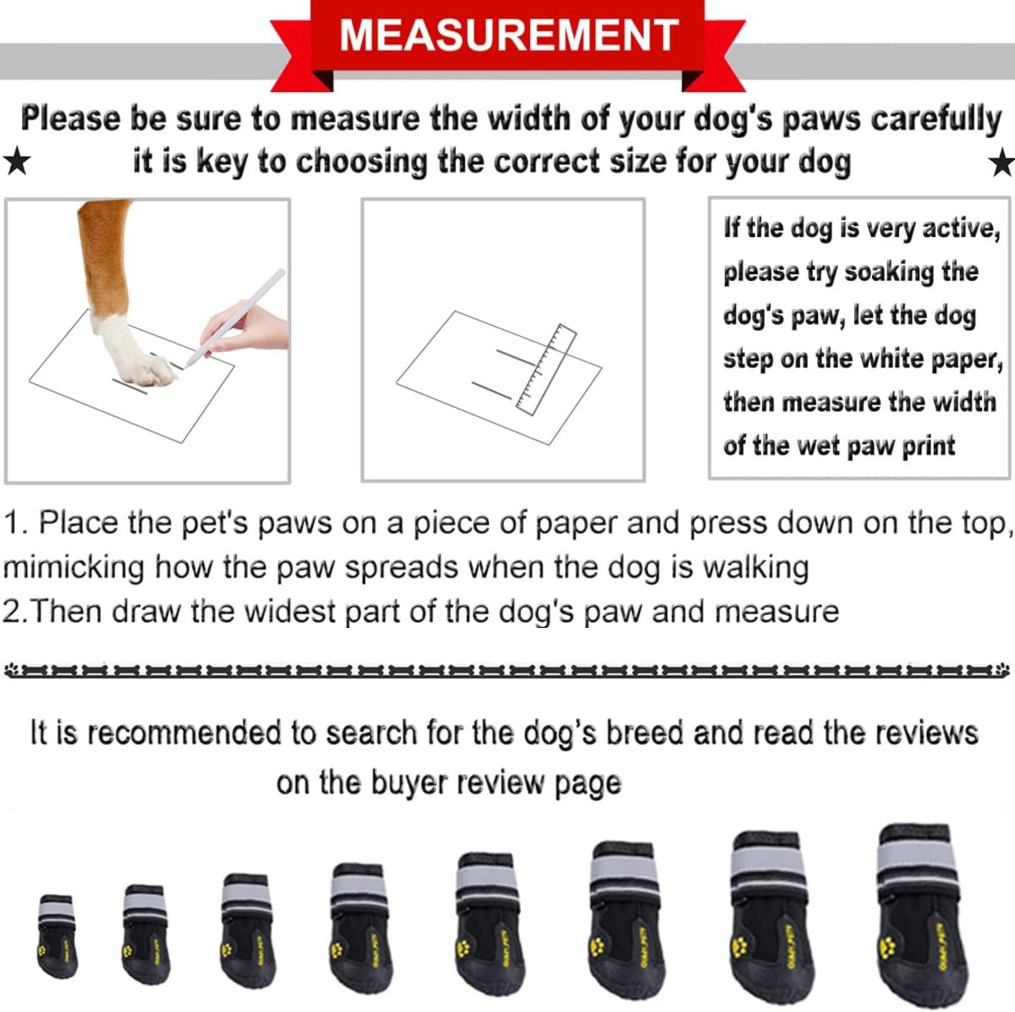 Dog Boots for Large Dogs, Water-Resistant Paw Protectors with Reflective Straps and Rugged Anti-Slip Sole