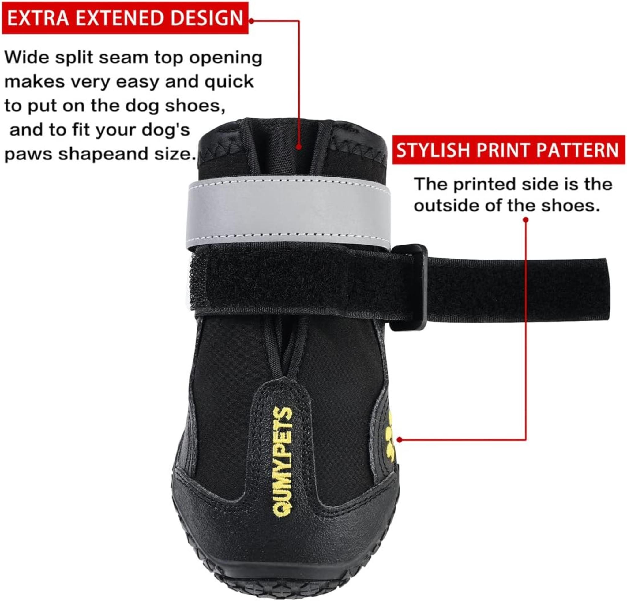 Dog Boots for Large Dogs, Water-Resistant Paw Protectors with Reflective Straps and Rugged Anti-Slip Sole