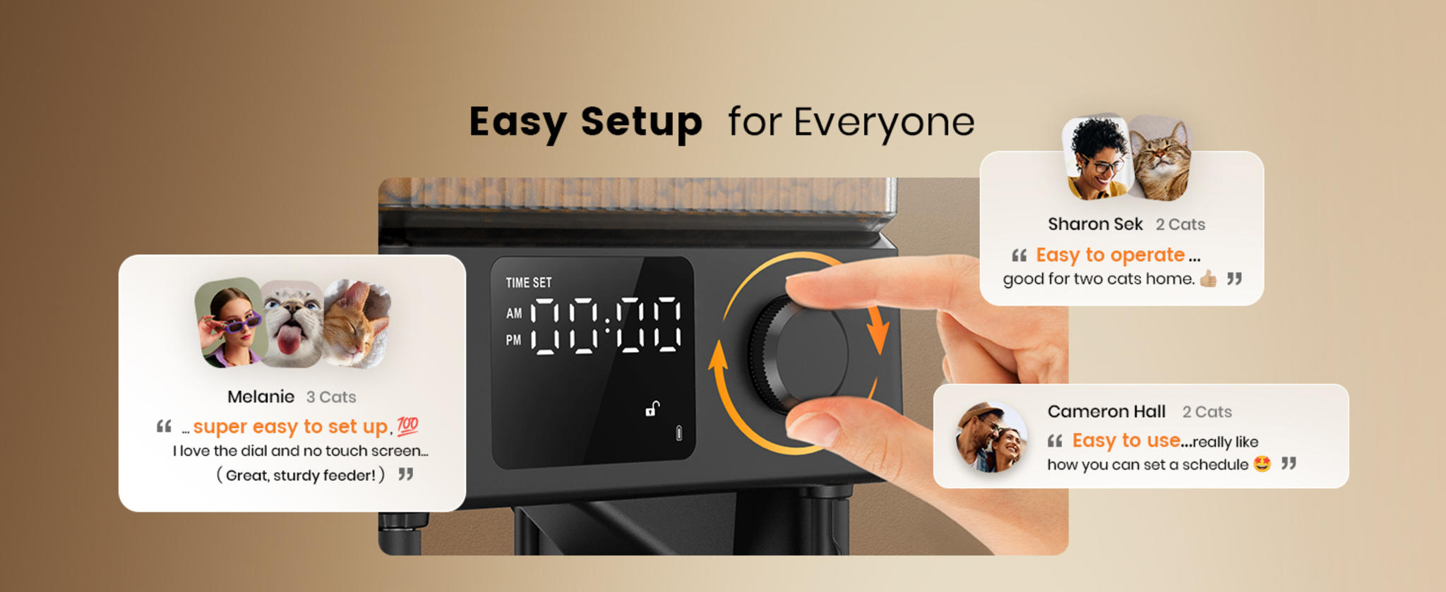 Automatic Cat Feeder for 2 Cats, 5L Timed Dry Food Dispenser with Dual Bowls and Voice Recorder image 14