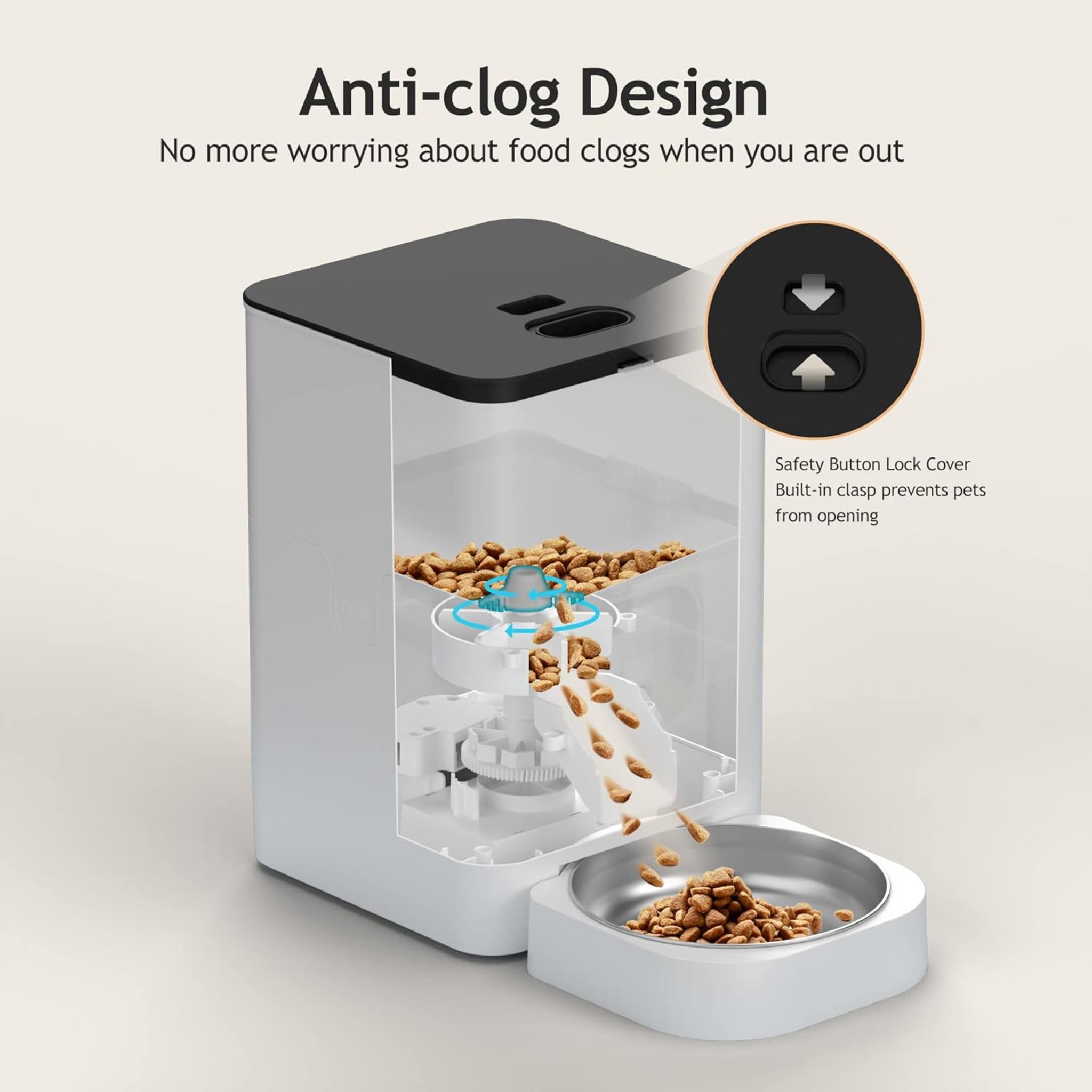 Automatic Cat Feeder with Timed Portion Control and 10s Voice Recorder